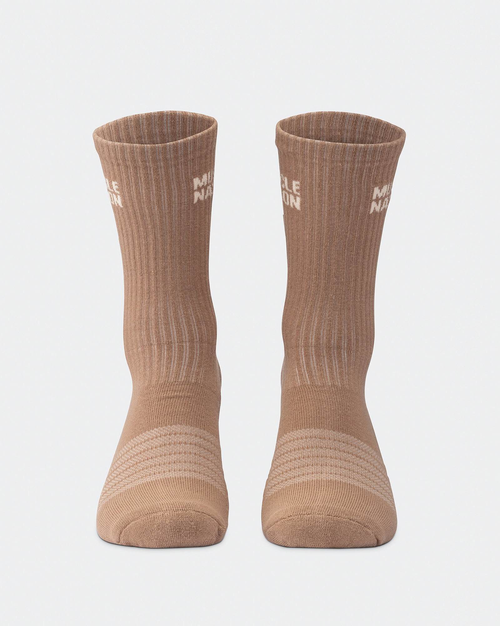 Mens Essential Crew Socks (2x Pack) - Taupe / Dew