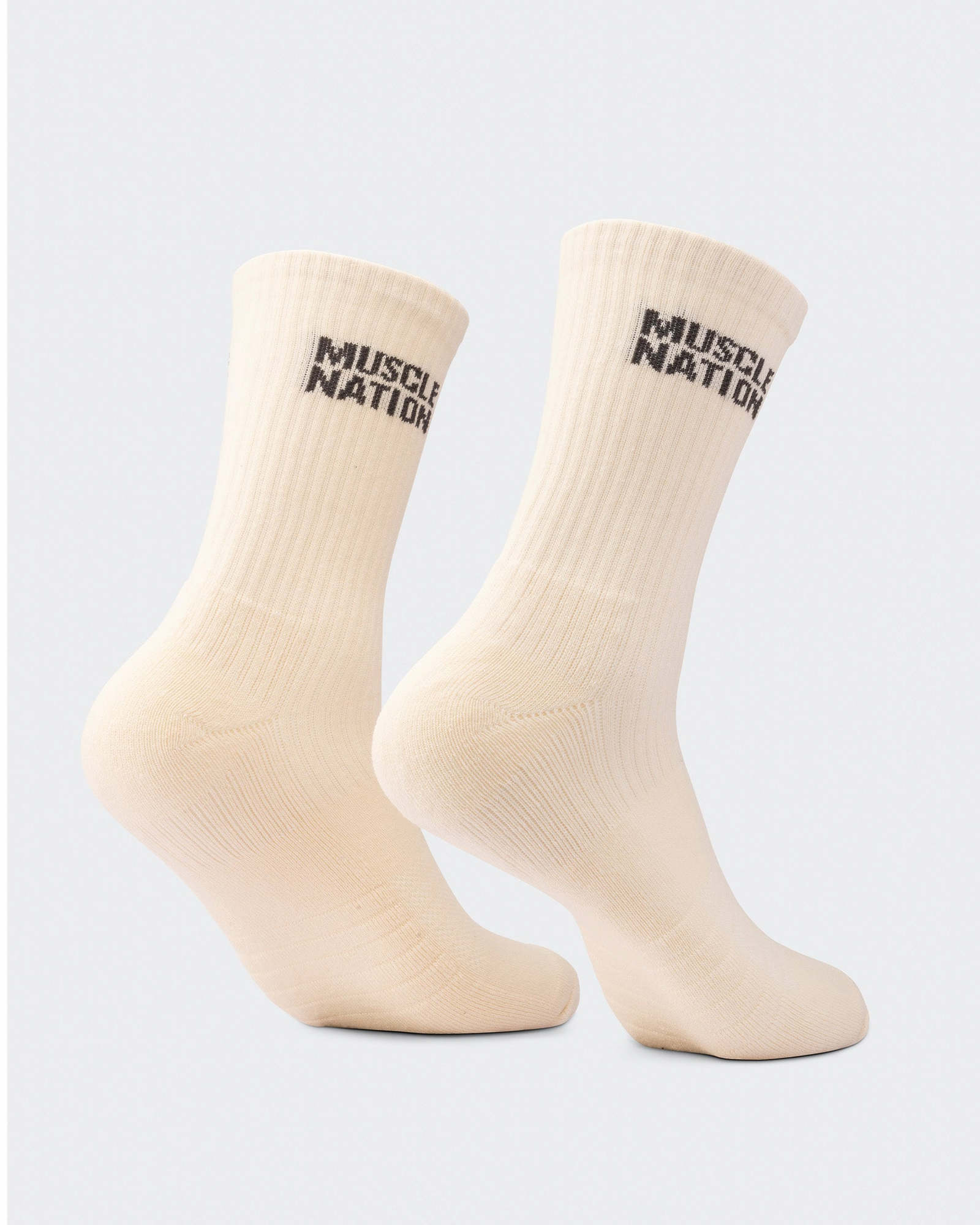 Mens Essential Crew Socks (3x Pack) - Cream / Eggshell / Evergreen