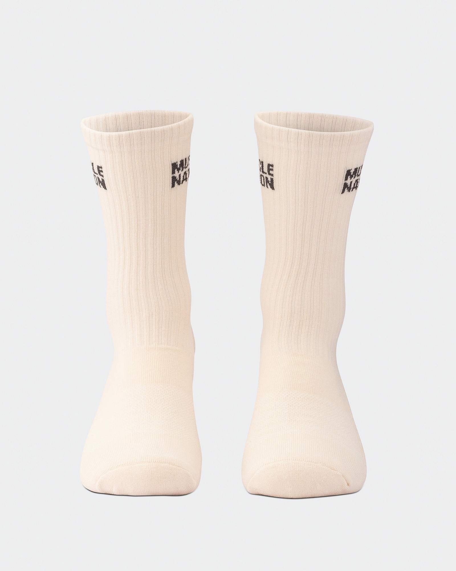 Mens Essential Crew Socks (3x Pack) - Cream / Eggshell / Evergreen
