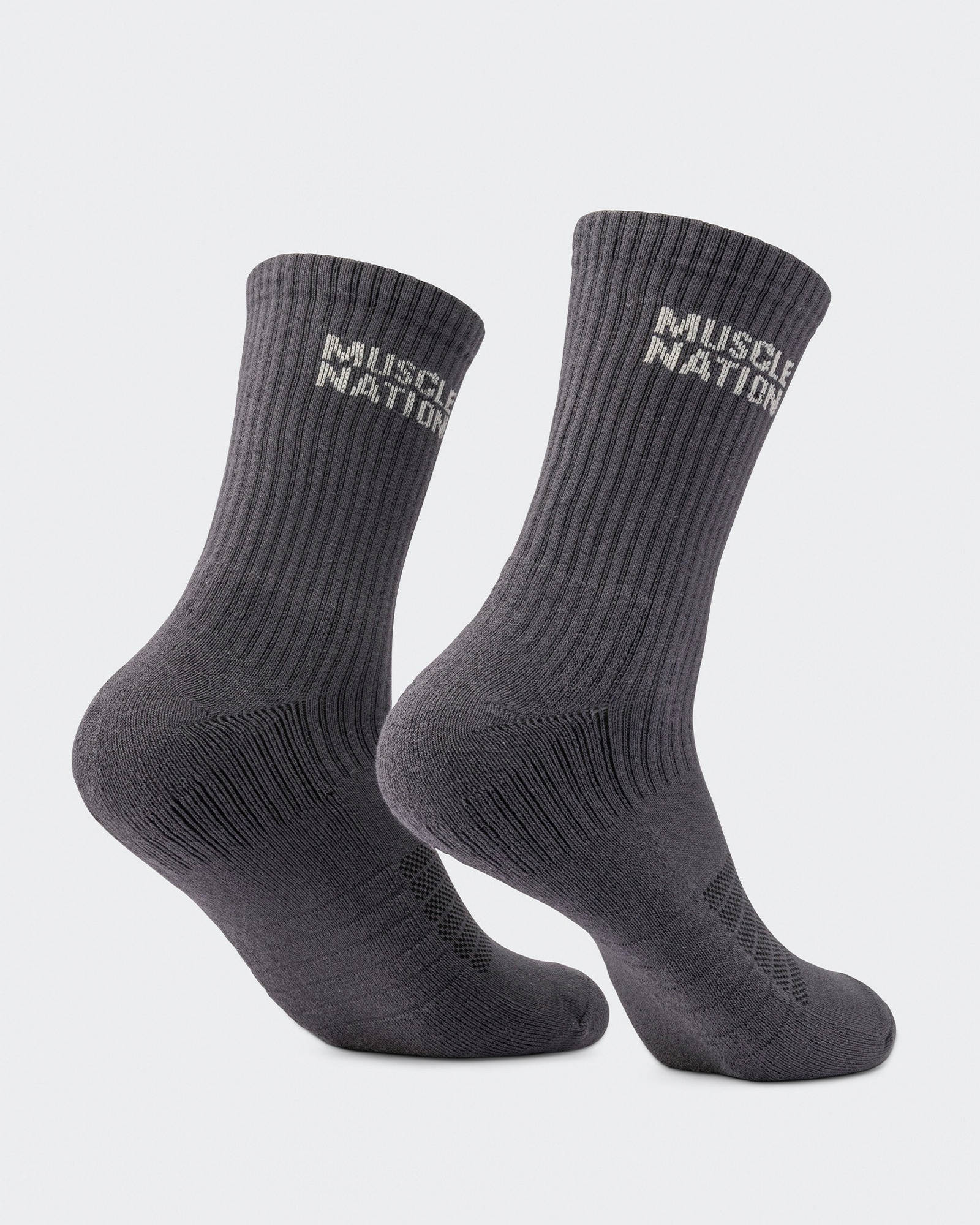 Mens Essential Crew Socks (2x Pack) - Charcoal / Dew