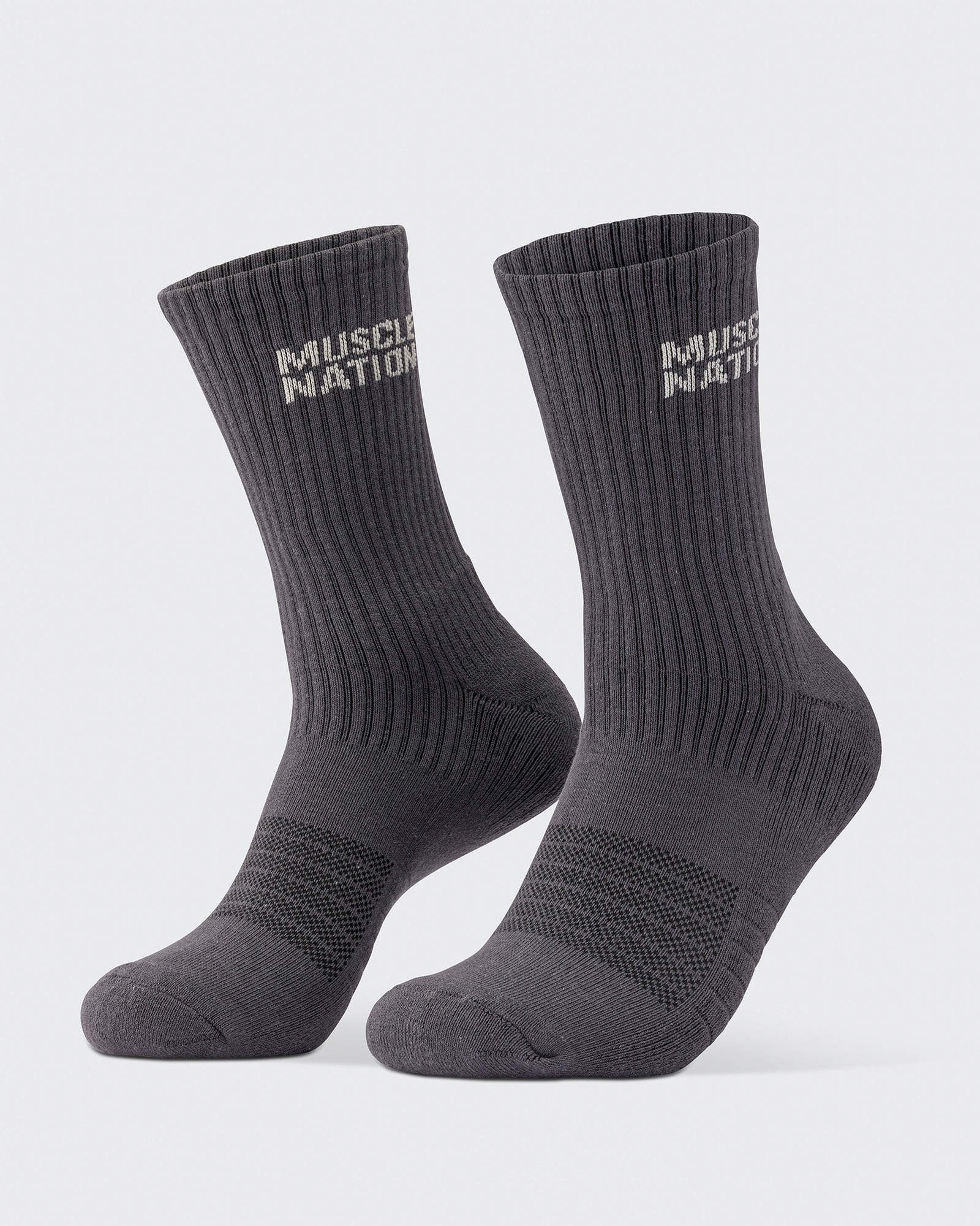 Mens Essential Crew Socks (2x Pack) - Charcoal / Dew