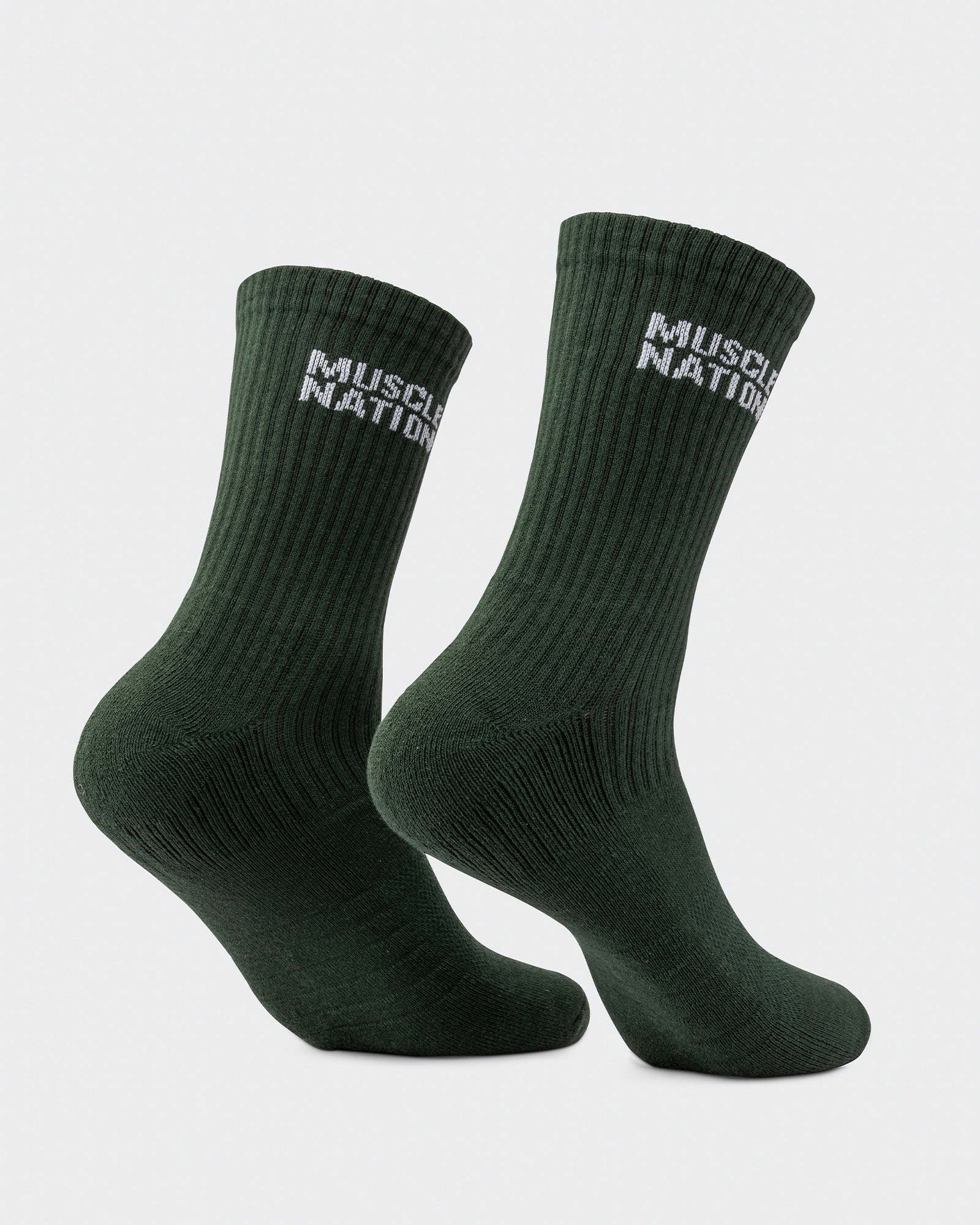 Mens Essential Crew Socks (3x Pack) - Cream / Eggshell / Evergreen