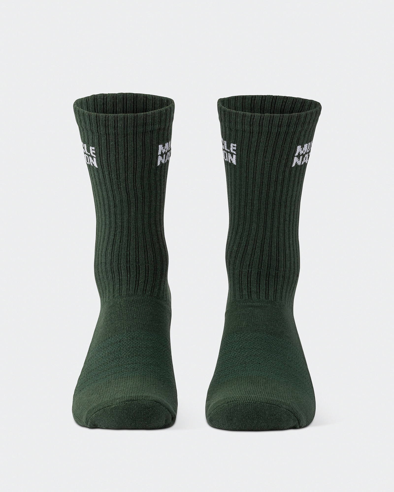 Mens Essential Crew Socks (3x Pack) - Cream / Eggshell / Evergreen