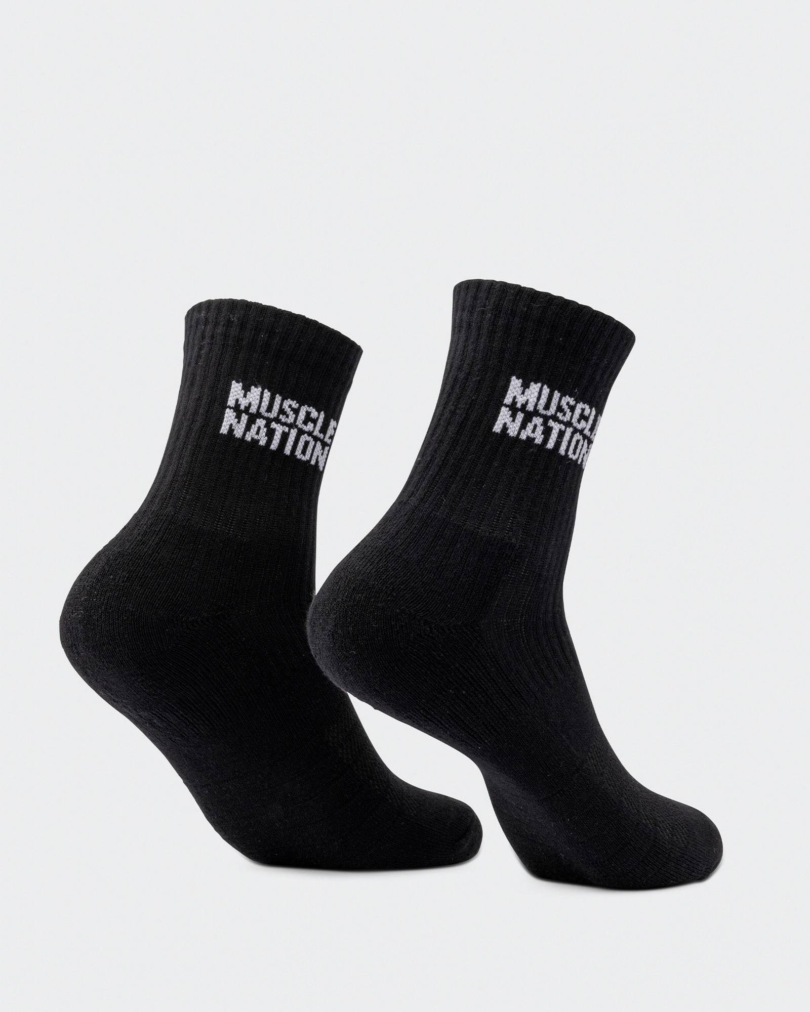 Womens Essential Crew Socks (2x Pack) - Black