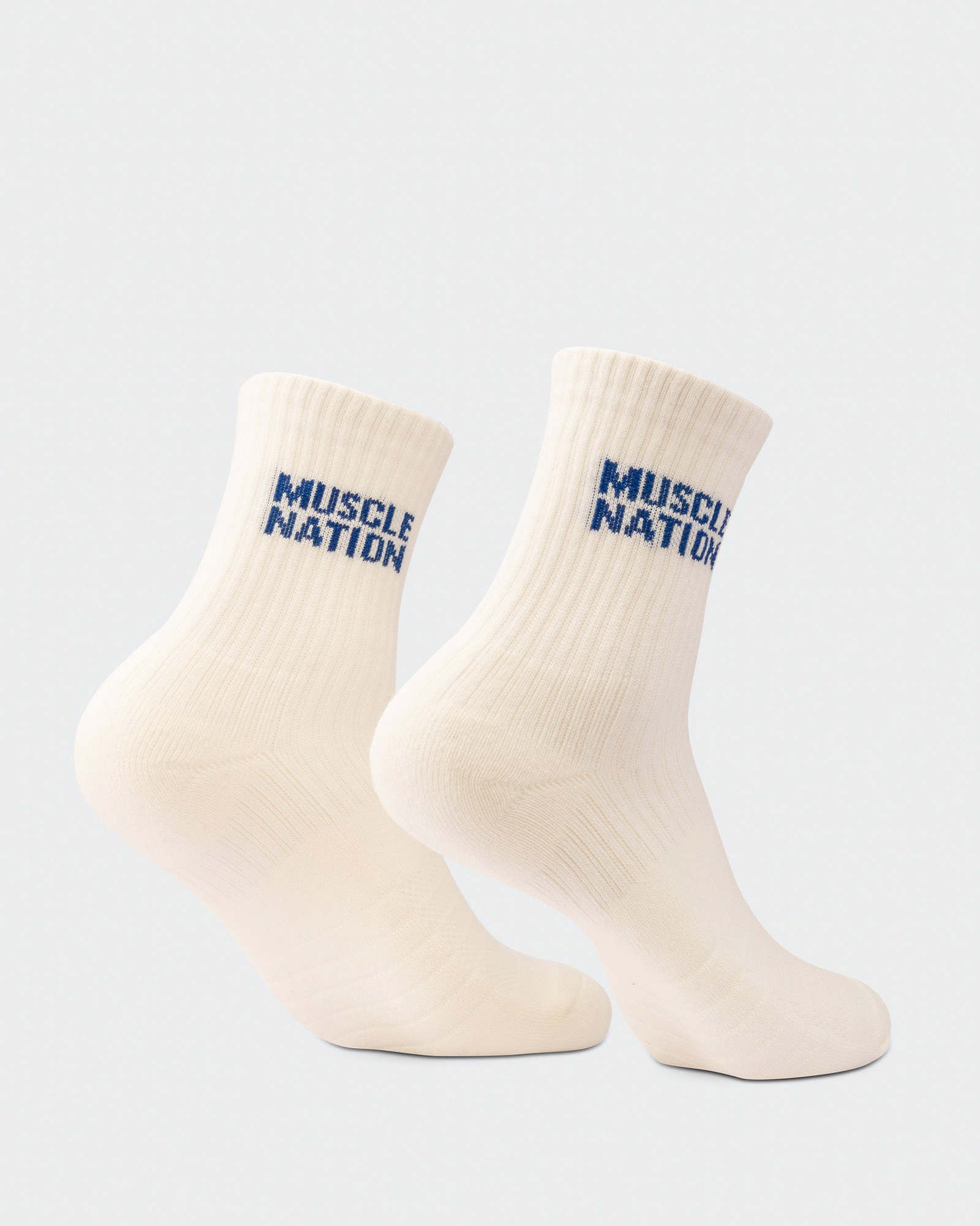 Womens Essential Crew Socks (3x Pack) - Navy / Hawaiian Blue / Off White