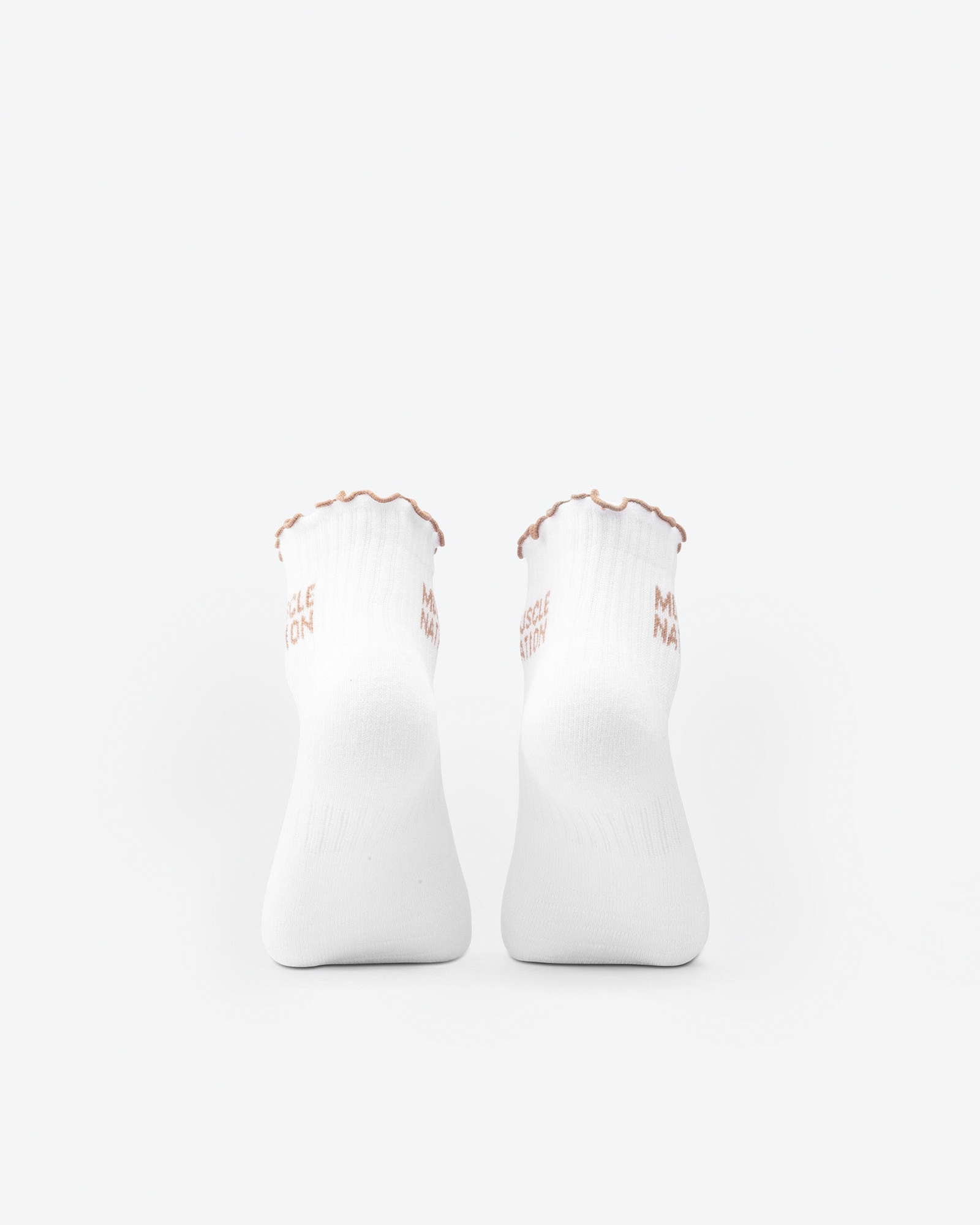 Ruffle Crew Sock - 1Pack - White / Stone