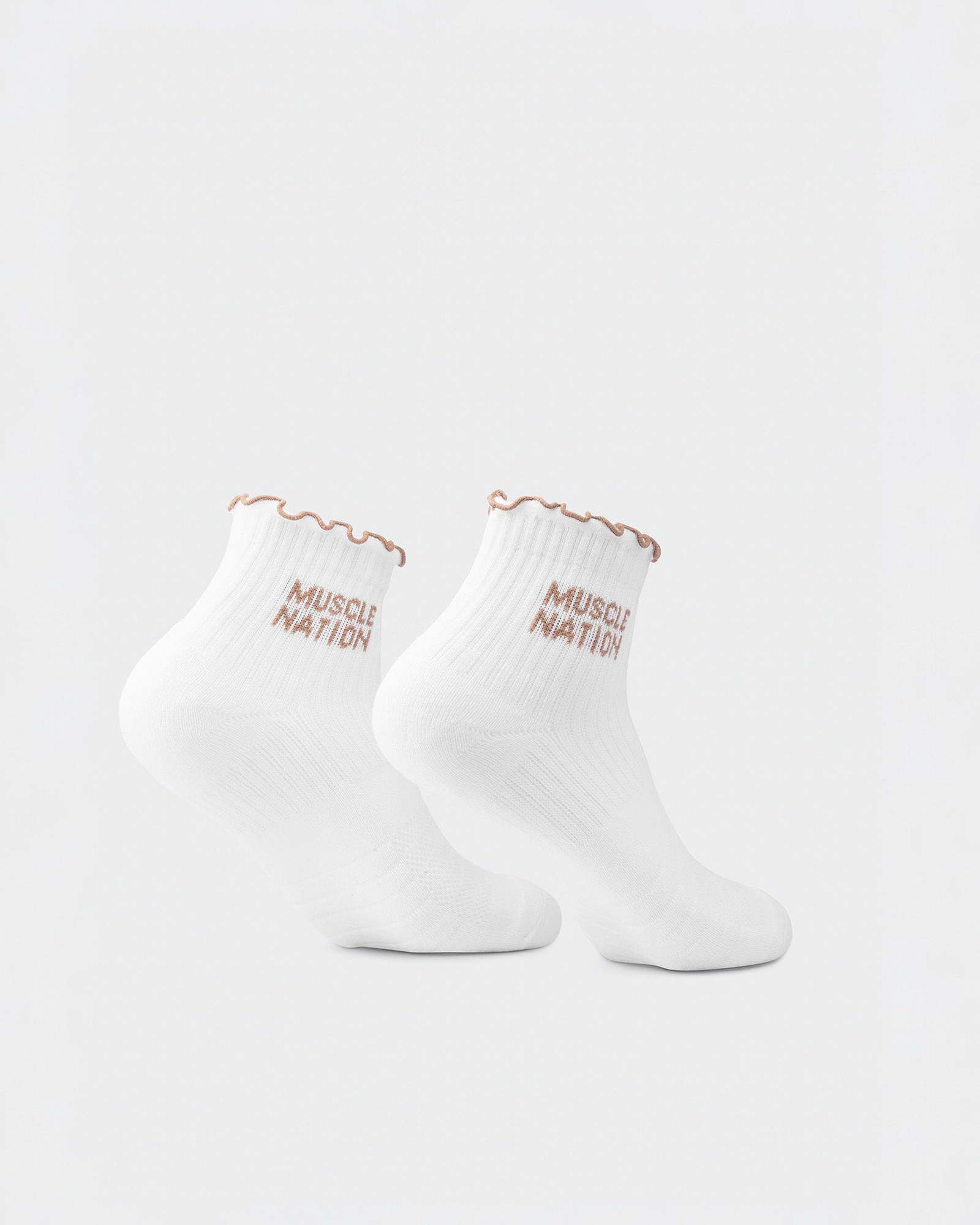 Ruffle Crew Sock - 1Pack - White / Stone