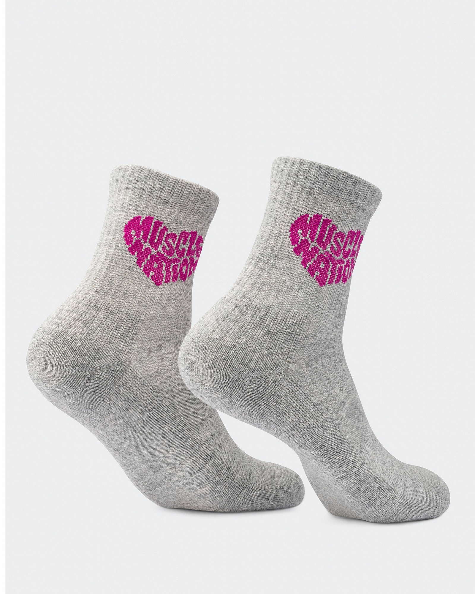 Womens Heart Crew Sock (2X Pack) - White / Grey Marl