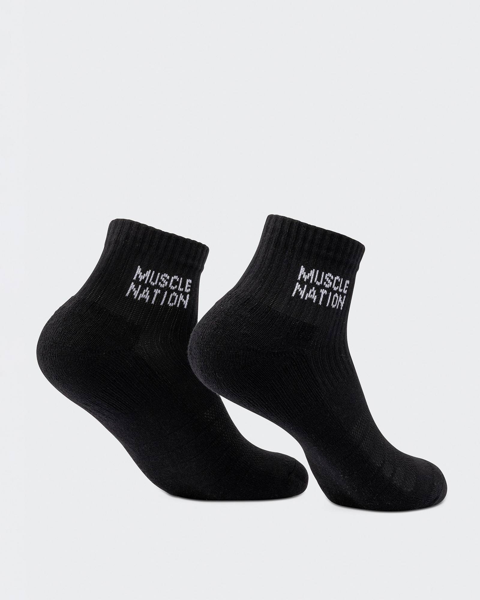 Womens 1/4 Crew Sock (2X Pack) - Black / White