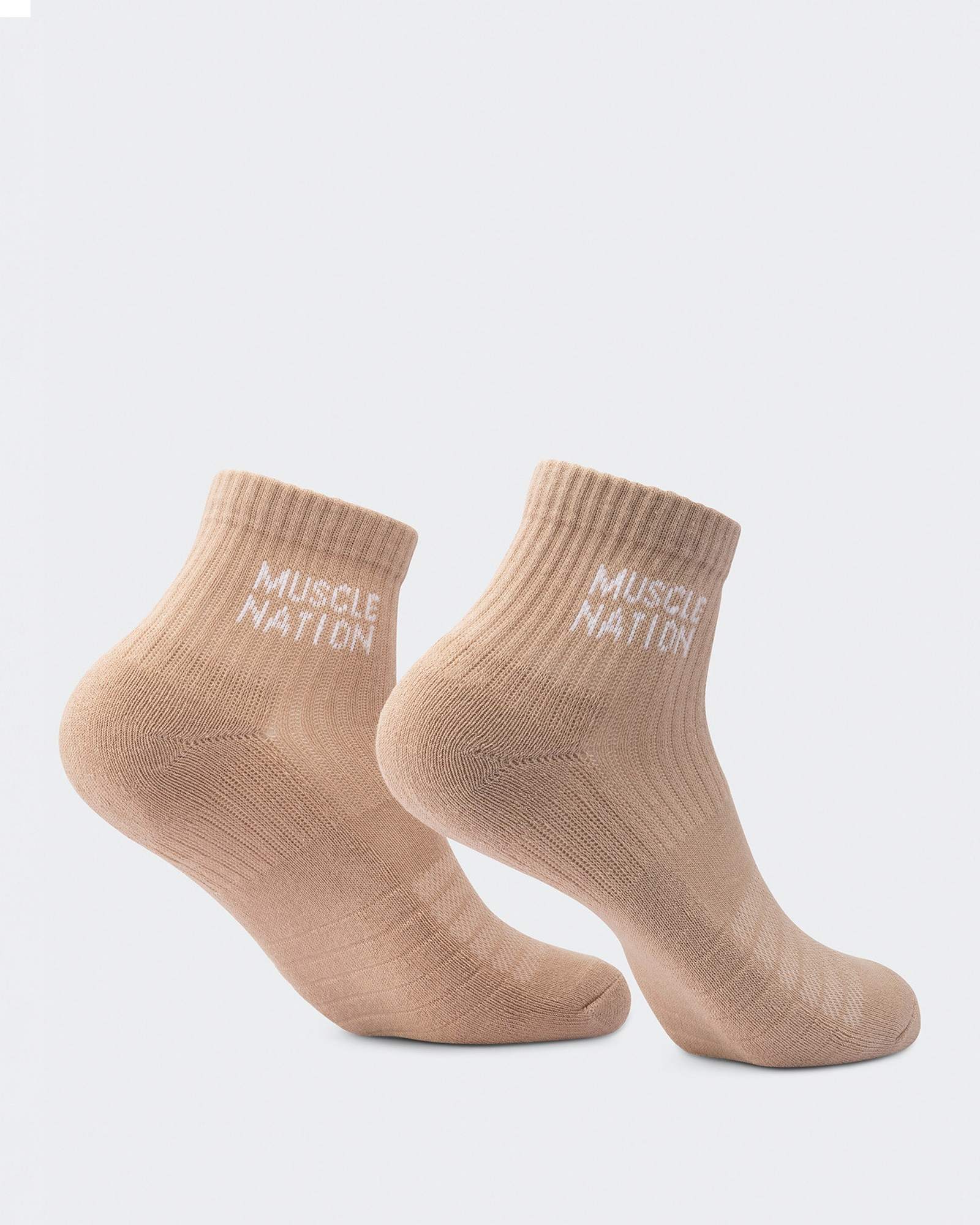 Womens 1/4 Crew Sock (2X Pack) - White / Stone