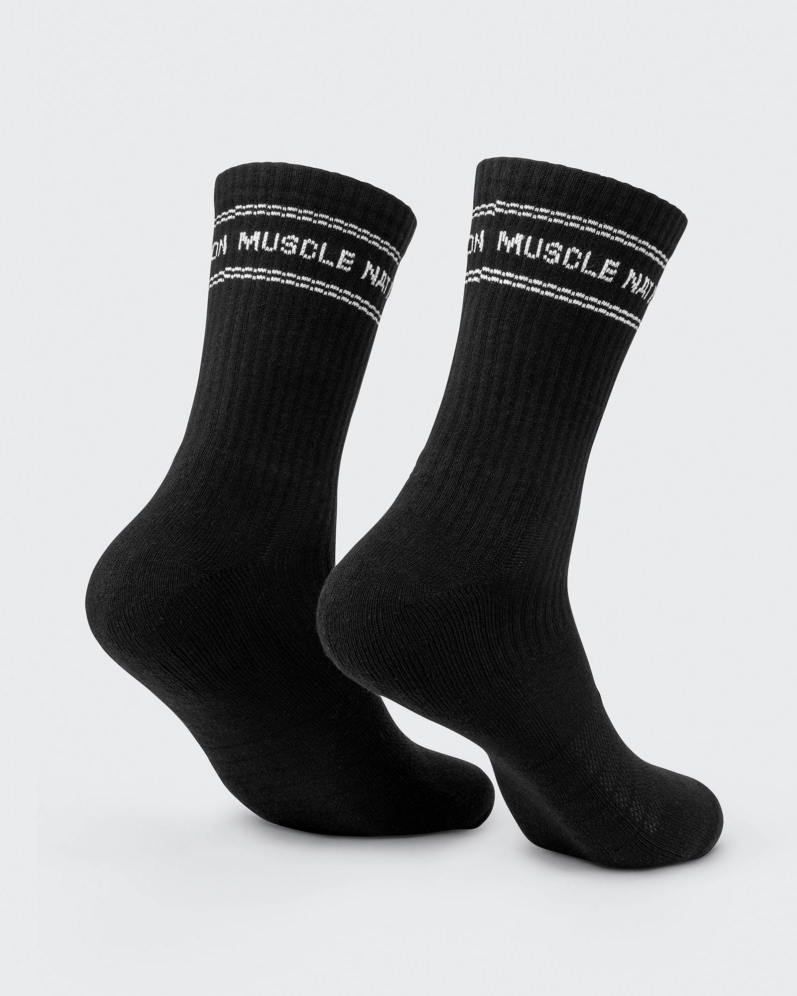Mens Stripe Crew Sock (2x Pack) - Black