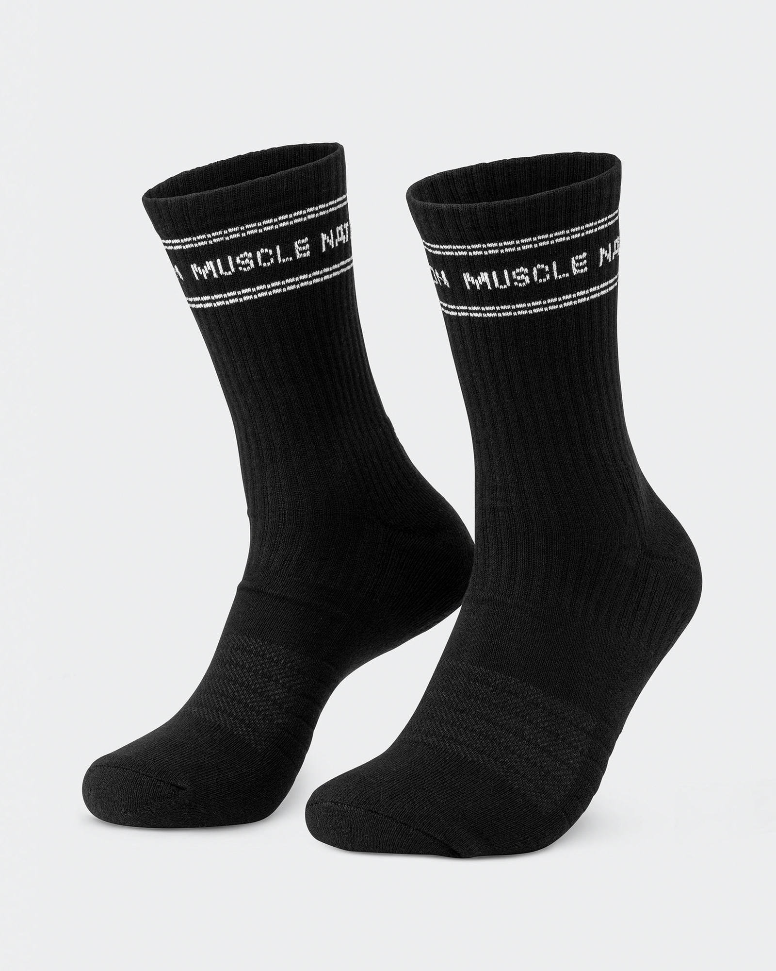 Mens Stripe Crew Sock (2x Pack) - Black