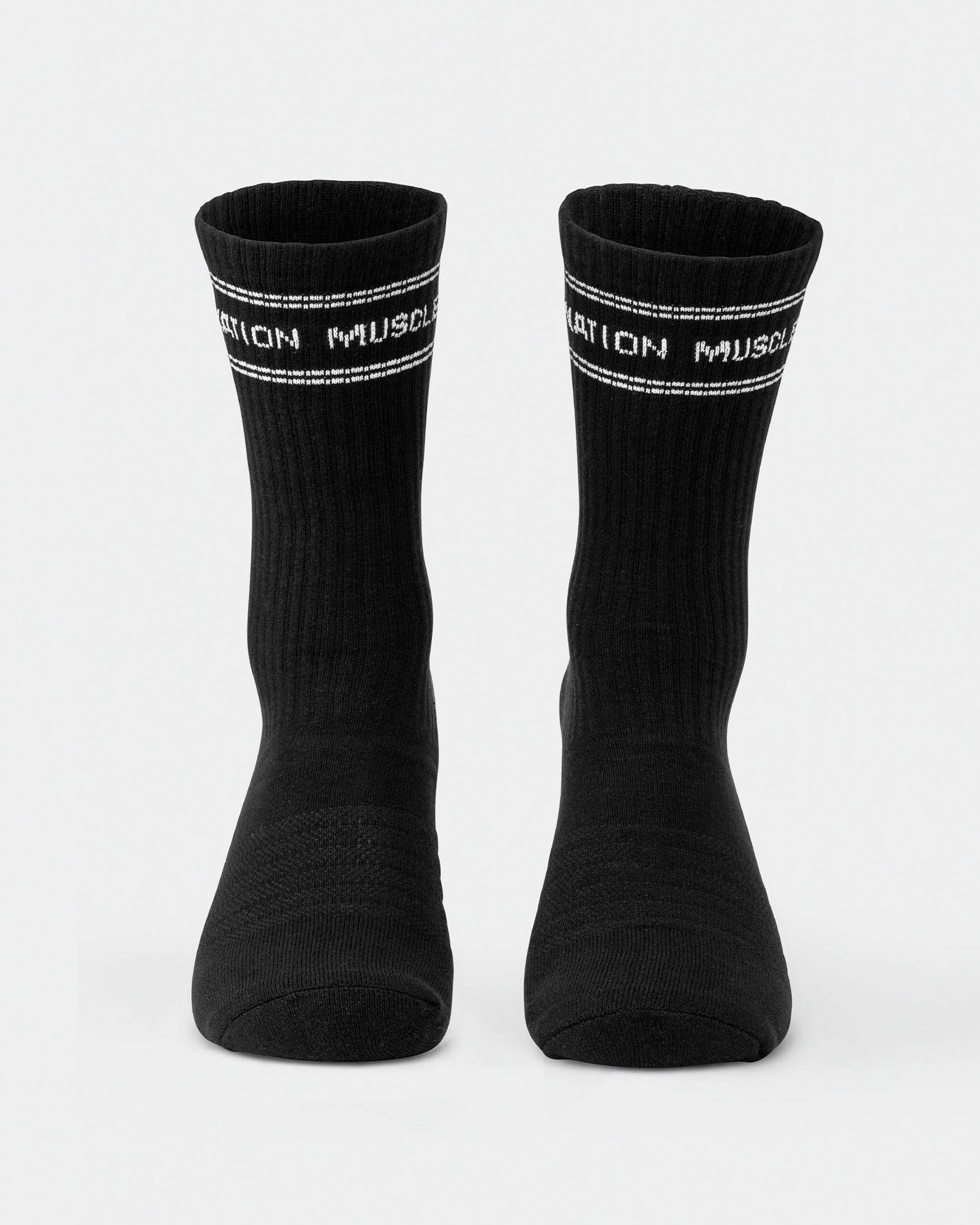 Mens Stripe Crew Sock (2x Pack) - Black