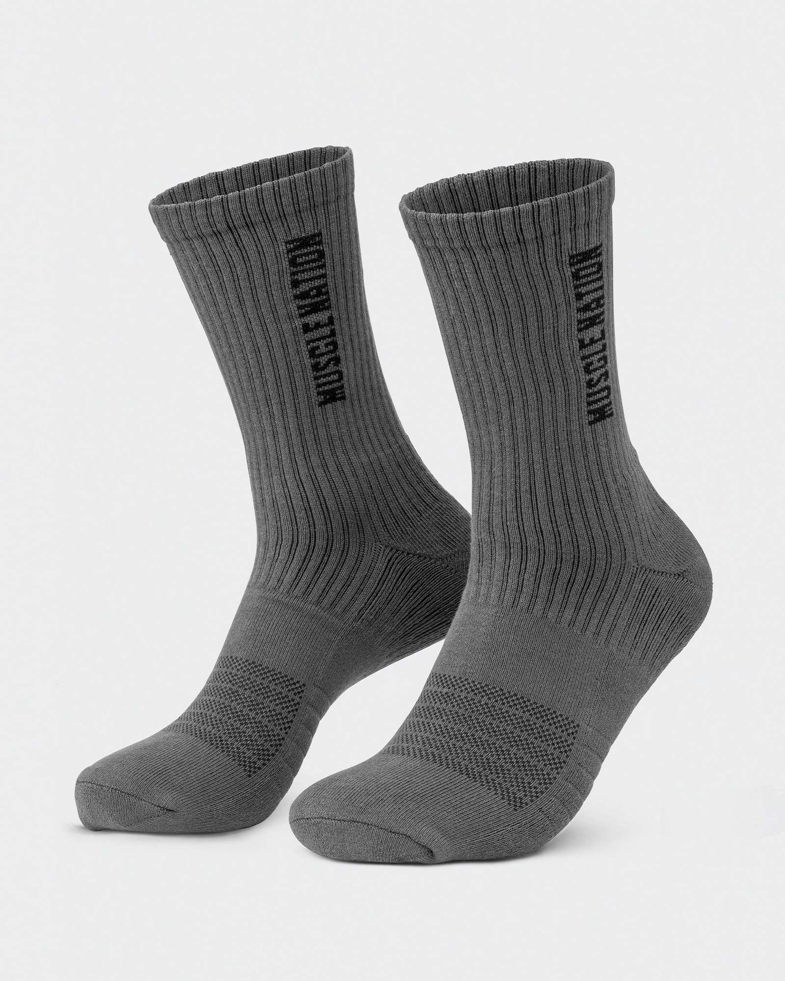 Mens Linear Crew Sock (2x Pack) - Charcoal
