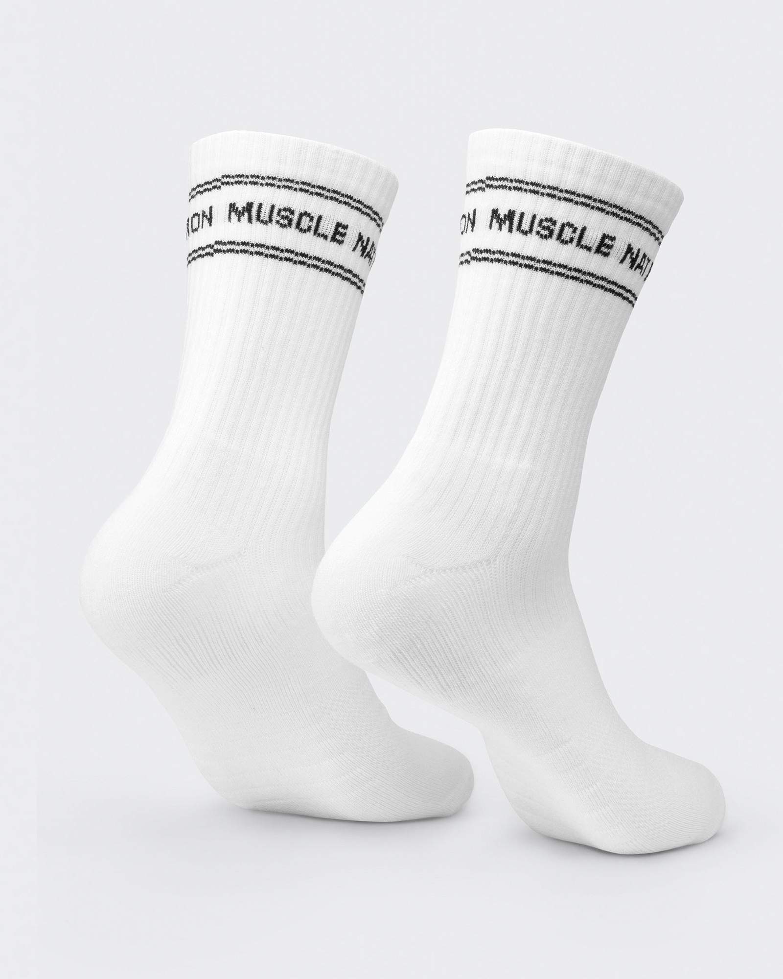 Mens Stripe Crew Sock (2x Pack) - White