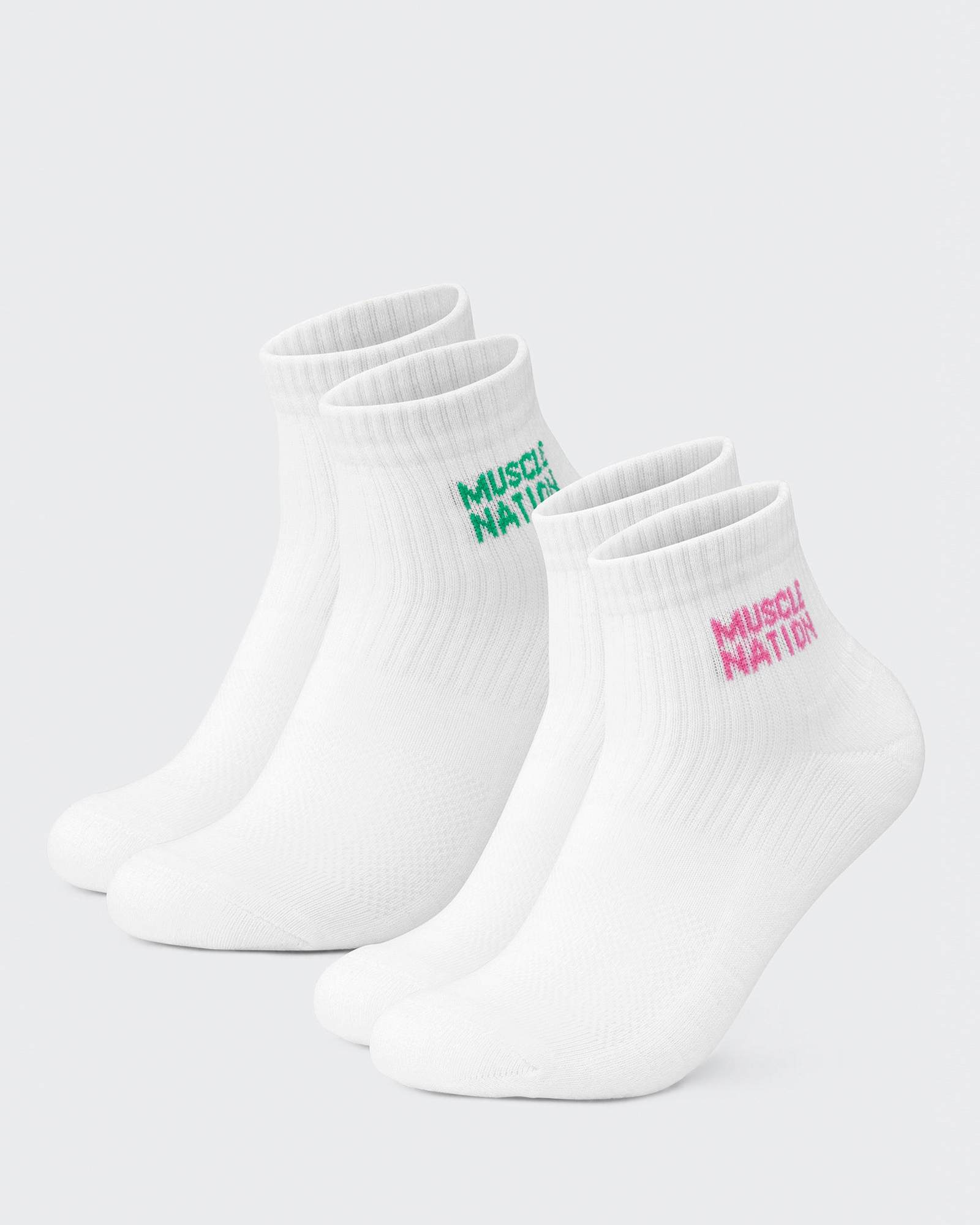 Womens 1/4 Crew Sock (2x Pack) - Clover/ Hollywood pink