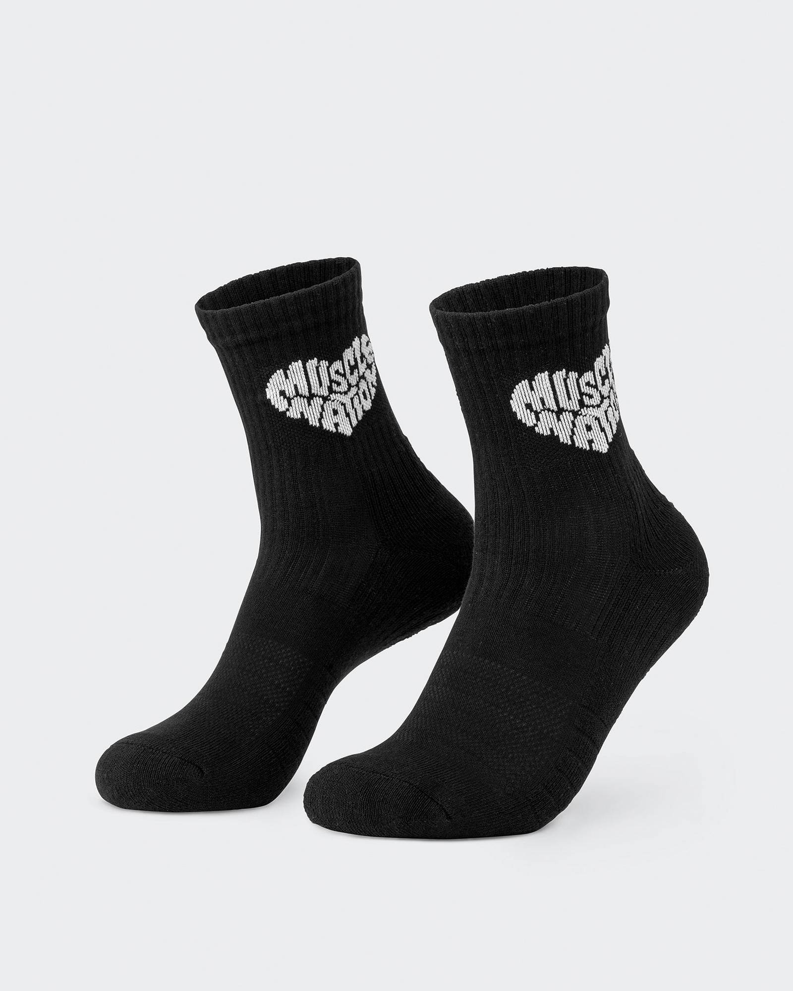 Womens Heart Crew Sock (2x Pack) - White/ Black