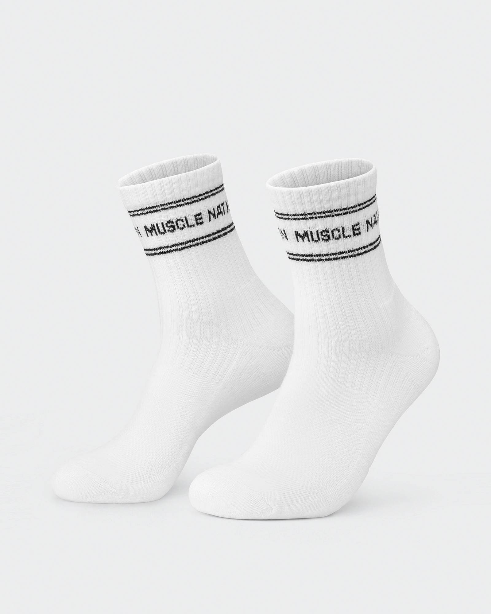 Womens Stripe Crew Sock (2x Pack) - White