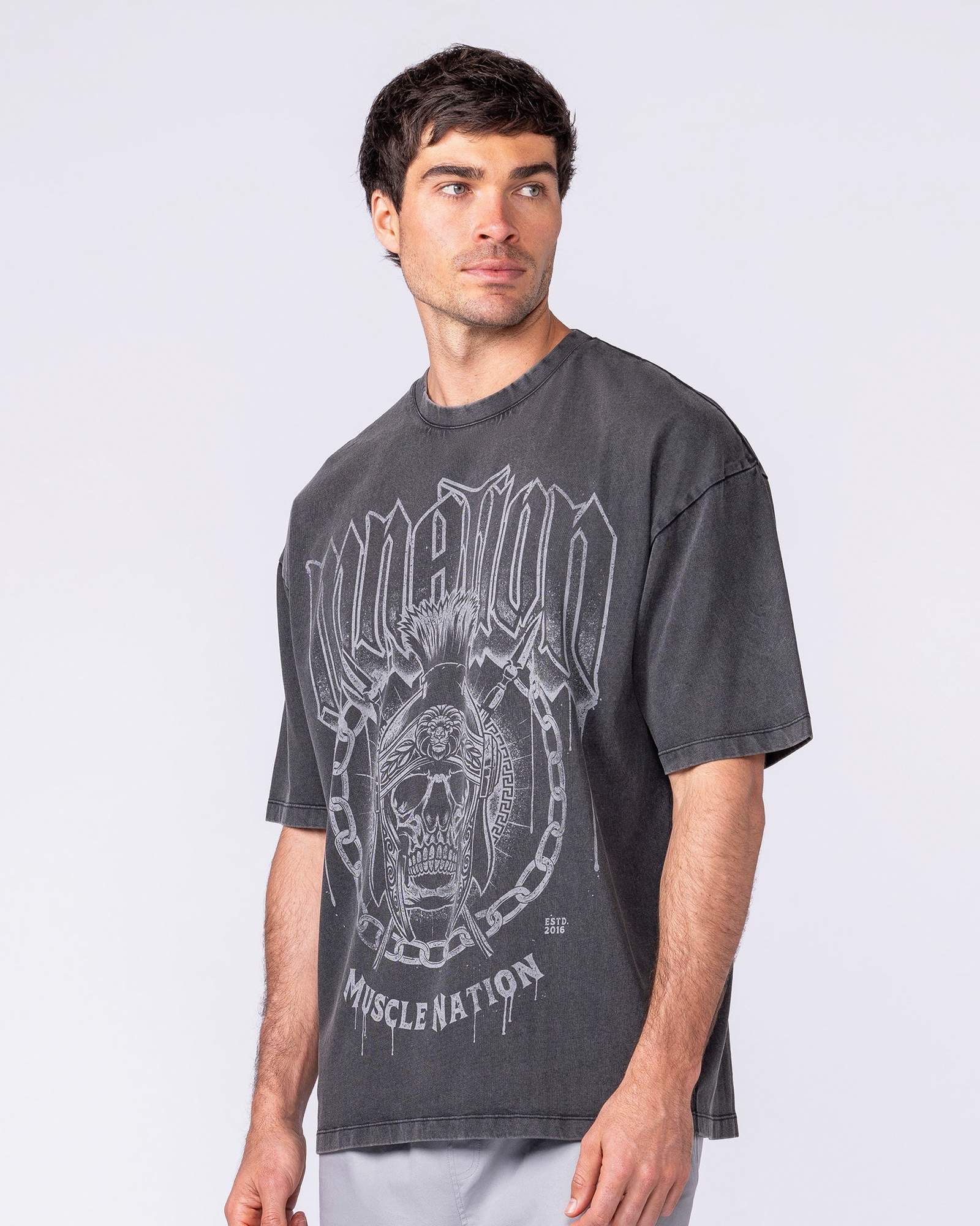 Spartan Oversized Vintage Tee - Washed Black