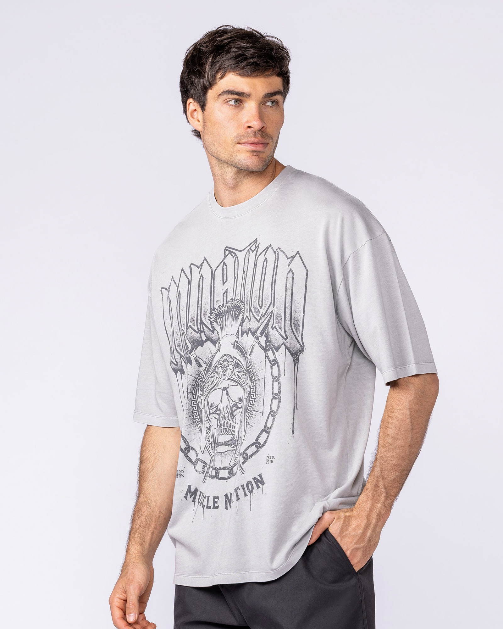 Spartan Oversized Vintage Tee - Washed Quiet Grey