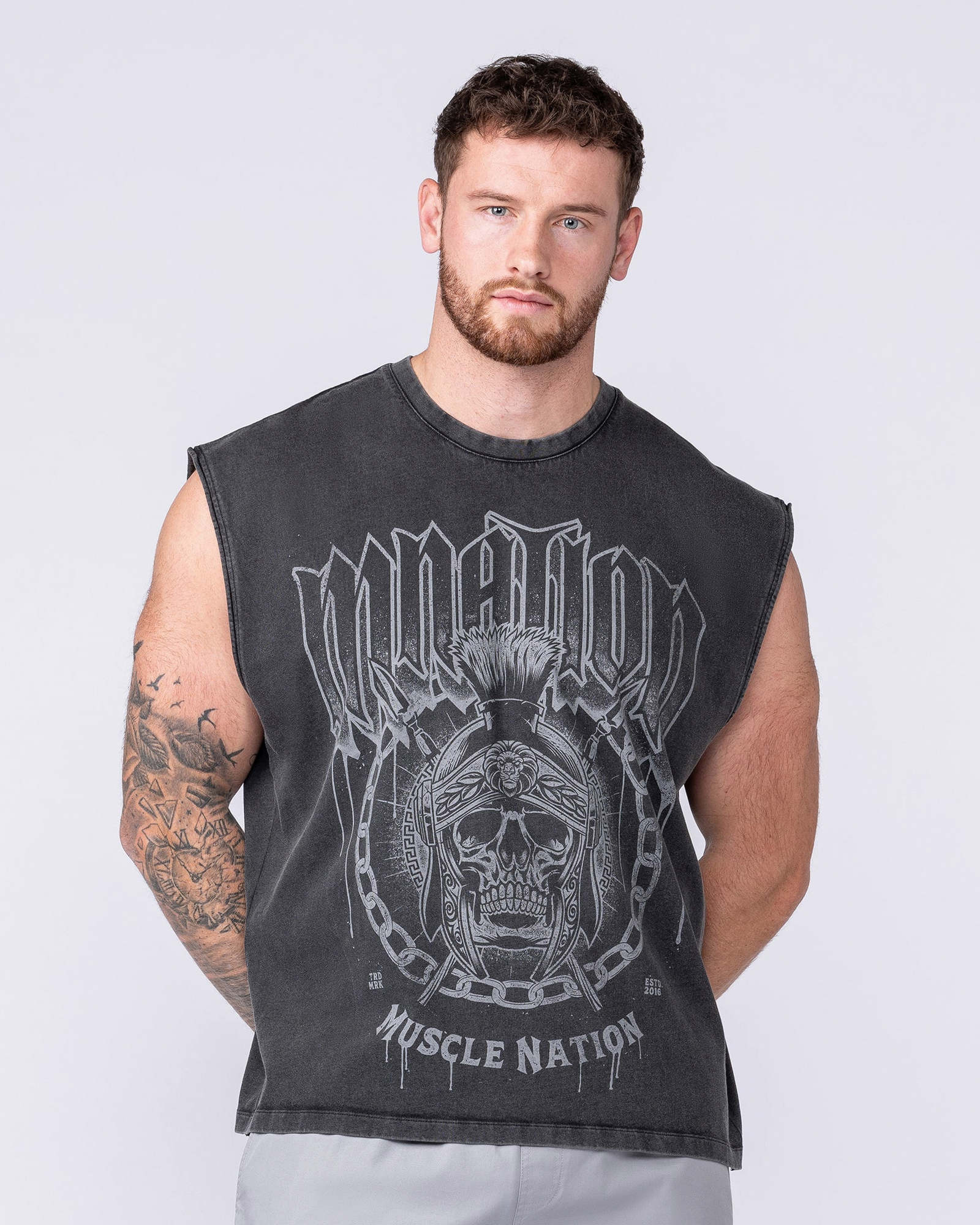 Spartan Vintage Boxy Muscle Tank - Washed Black