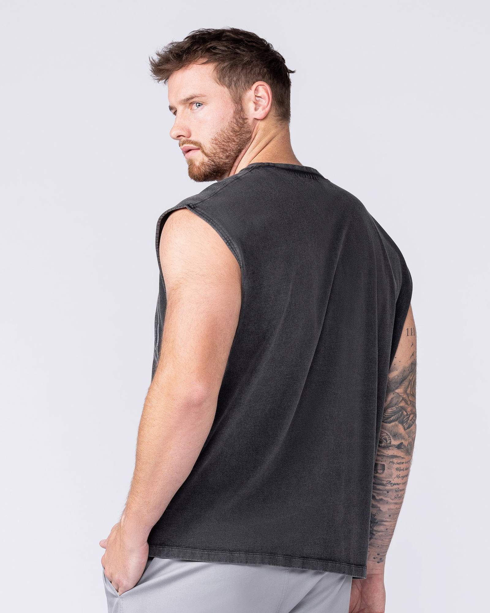 Spartan Vintage Boxy Muscle Tank - Washed Black