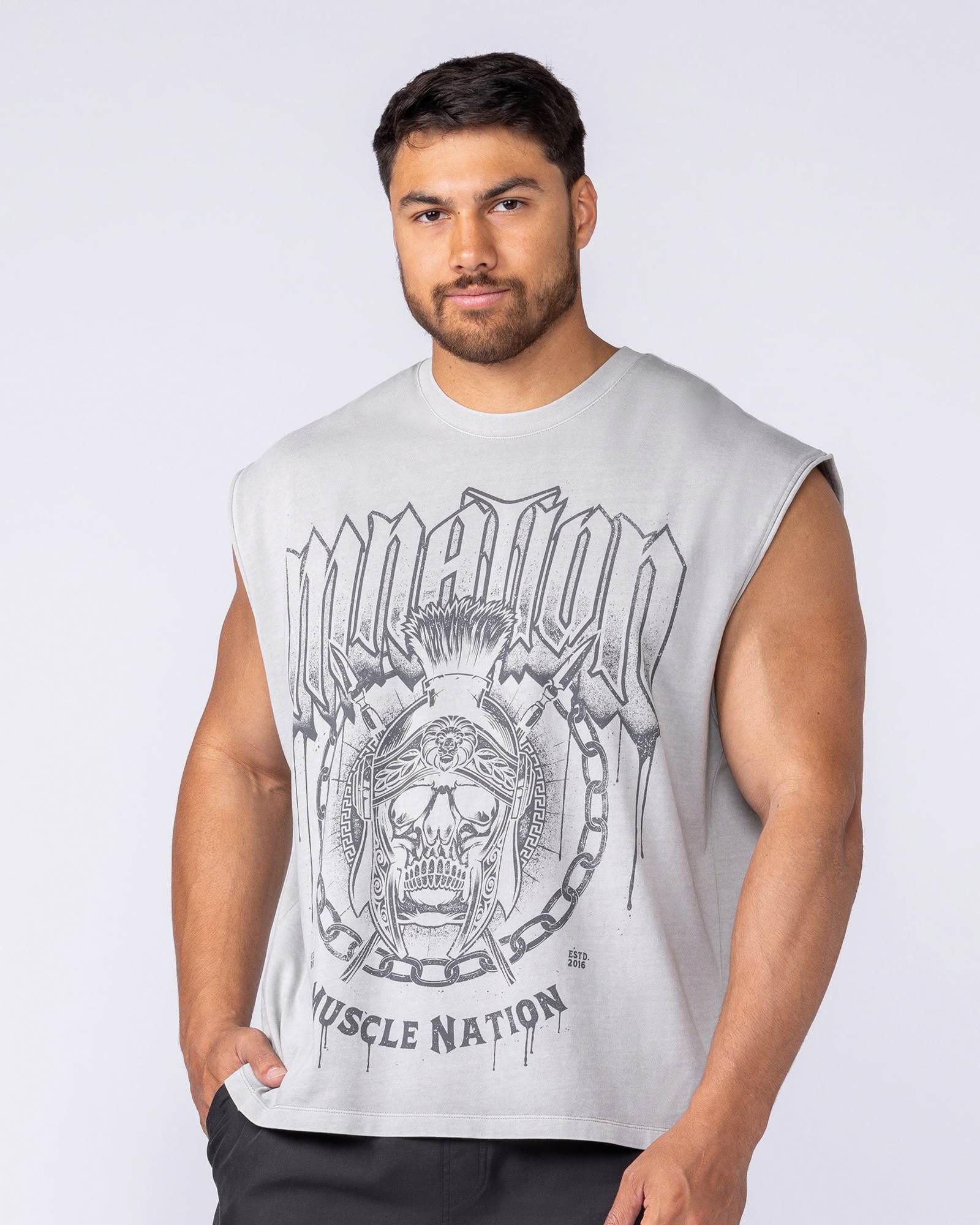 Spartan Vintage Boxy Muscle Tank - Washed Quiet Grey