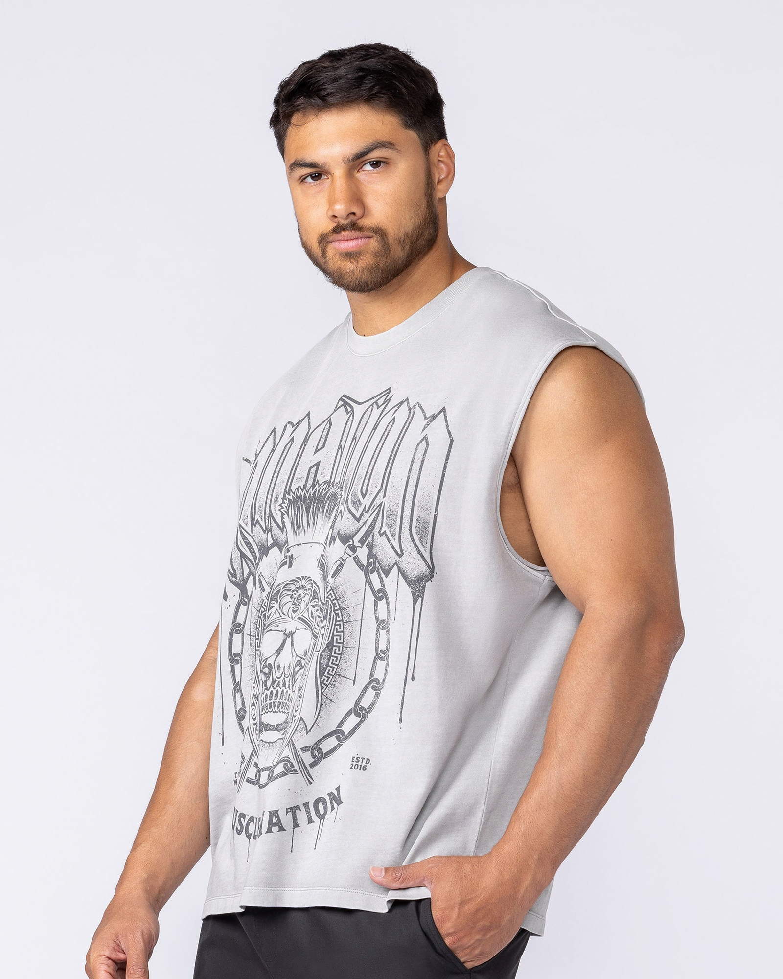 Spartan Vintage Boxy Muscle Tank - Washed Quiet Grey