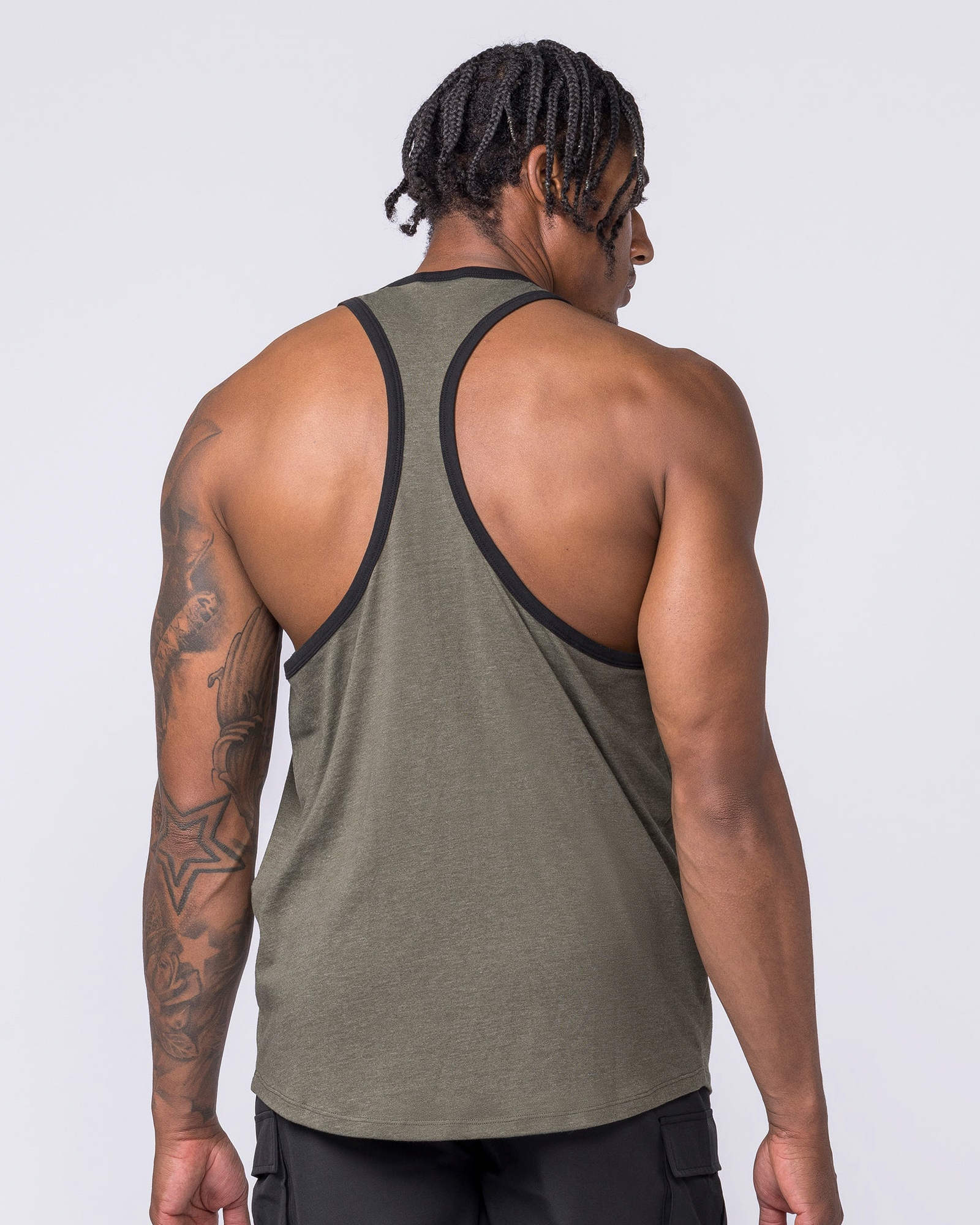 Striker Y Back Singlet - Dark Khaki Marl