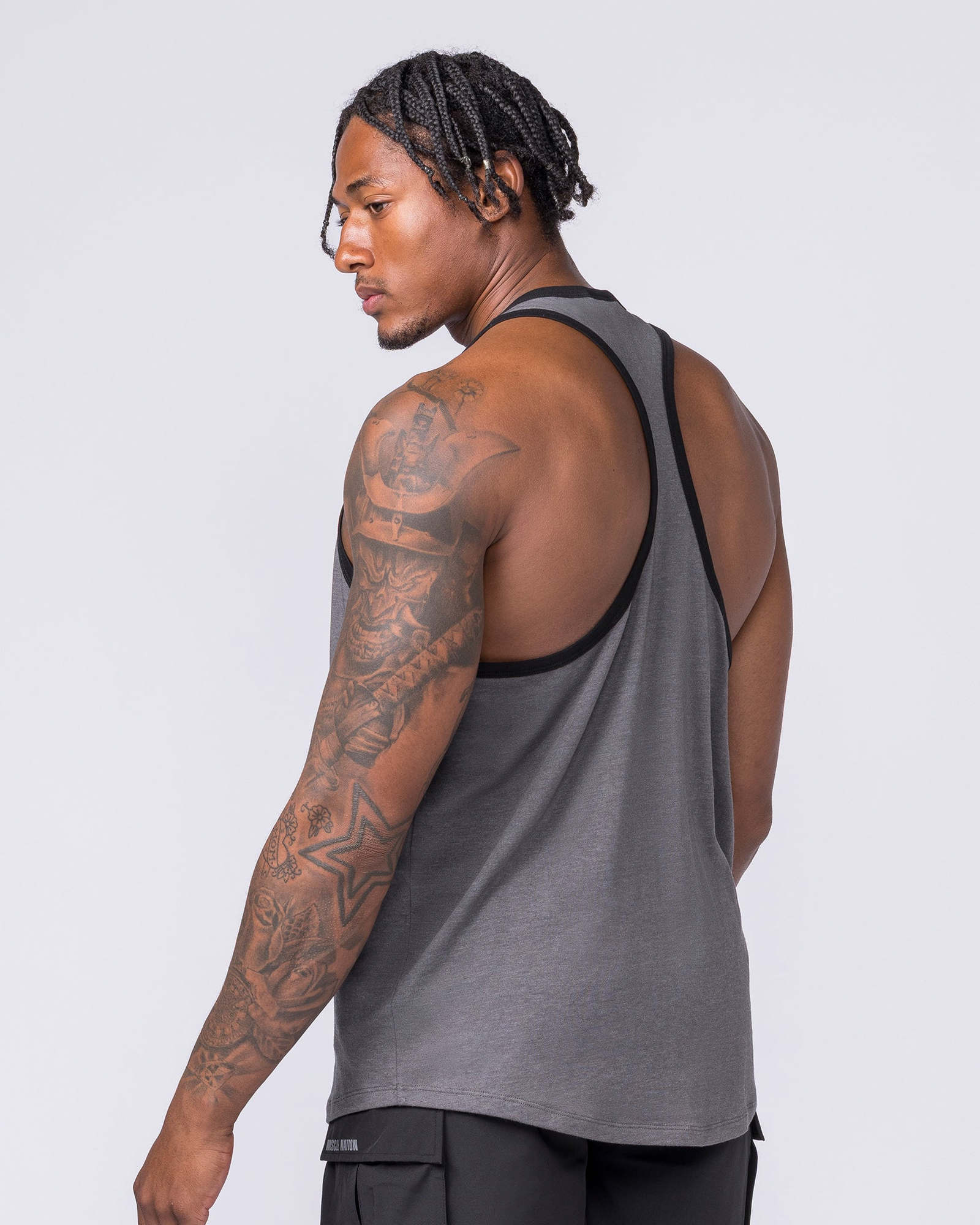 Striker Y Back Singlet - Mid Grey Marl