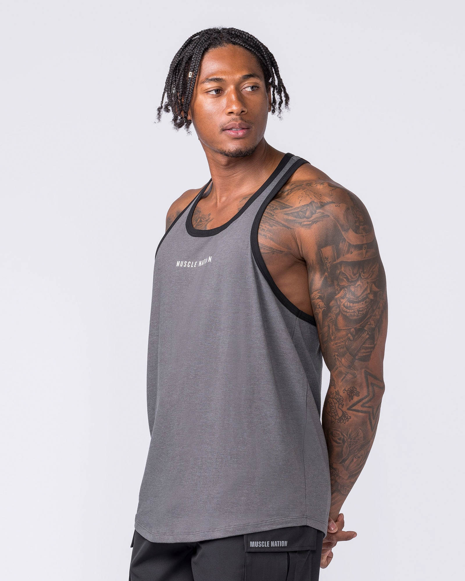 Striker Y Back Singlet - Mid Grey Marl