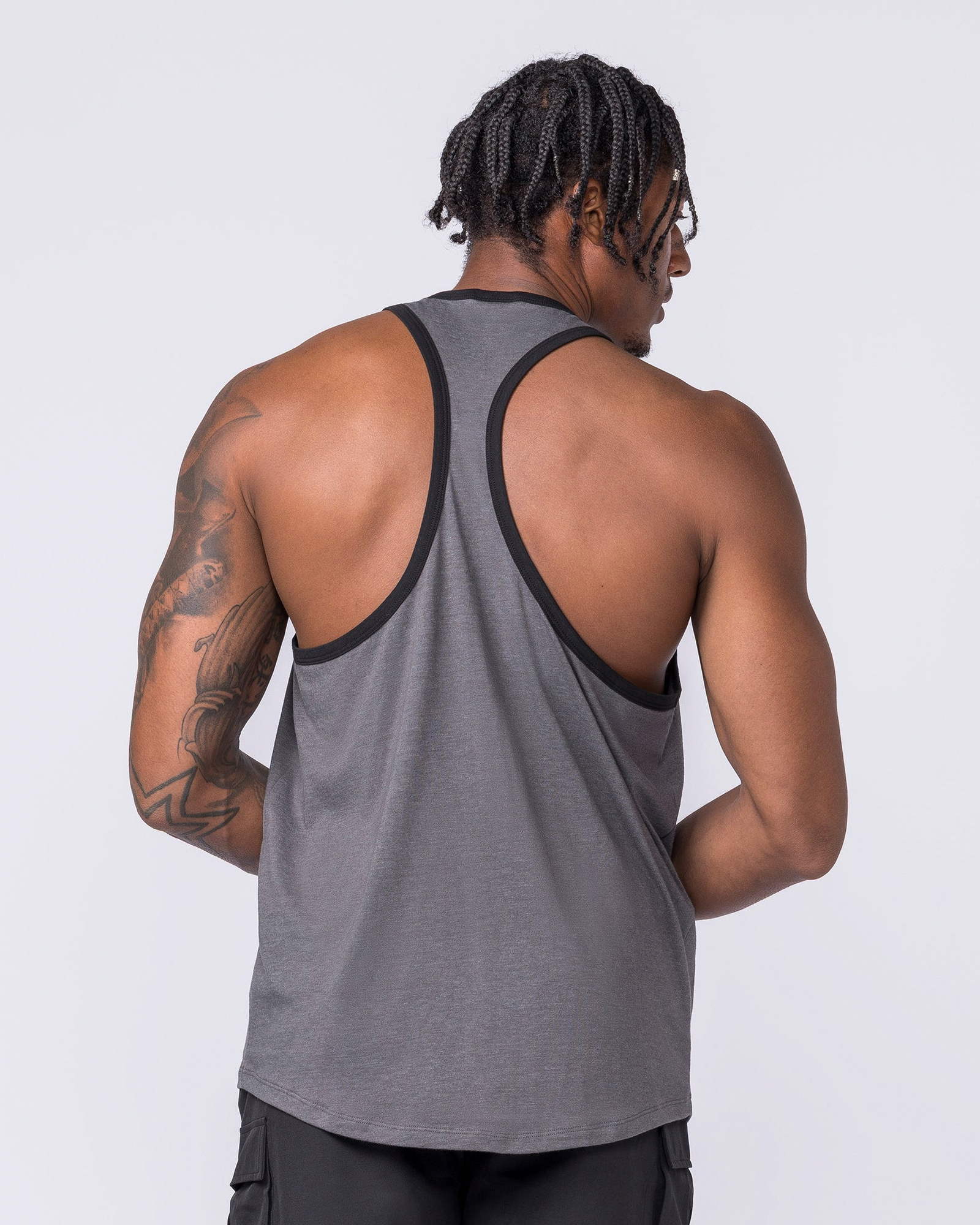 Striker Y Back Singlet - Mid Grey Marl