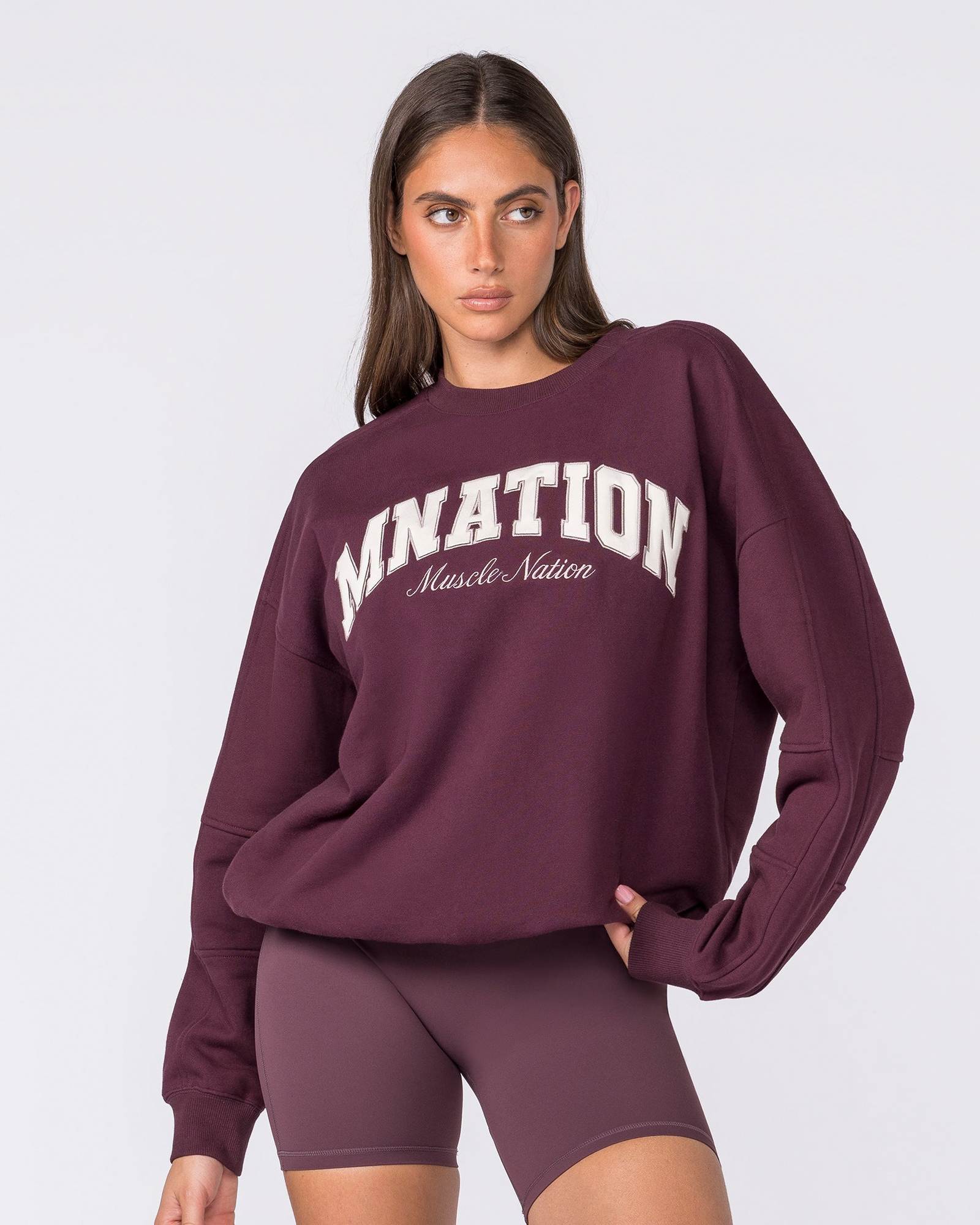 Studio Boxy Pullover - Dark Cherry