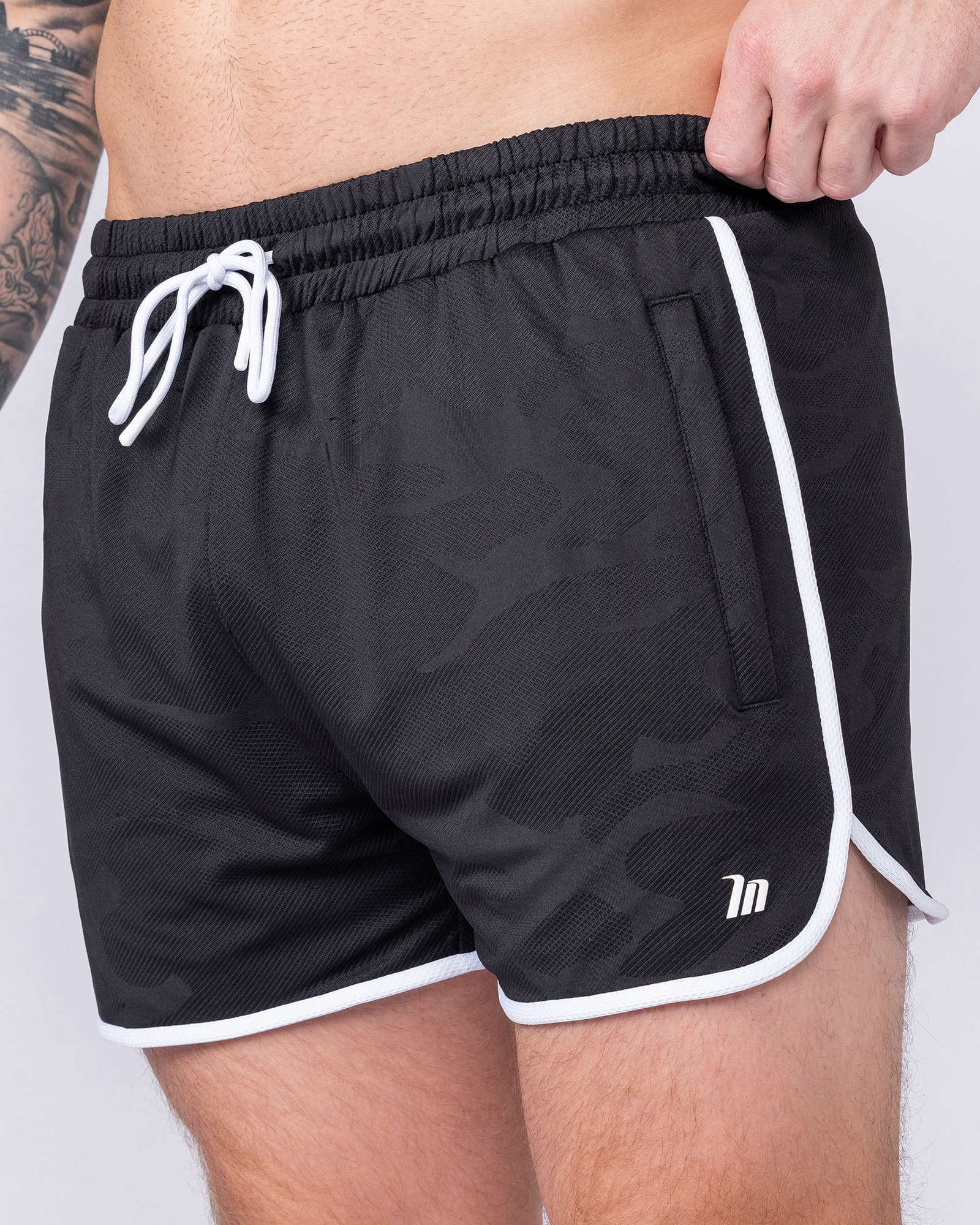 Tech Camo Retro Shorts - Black Camo