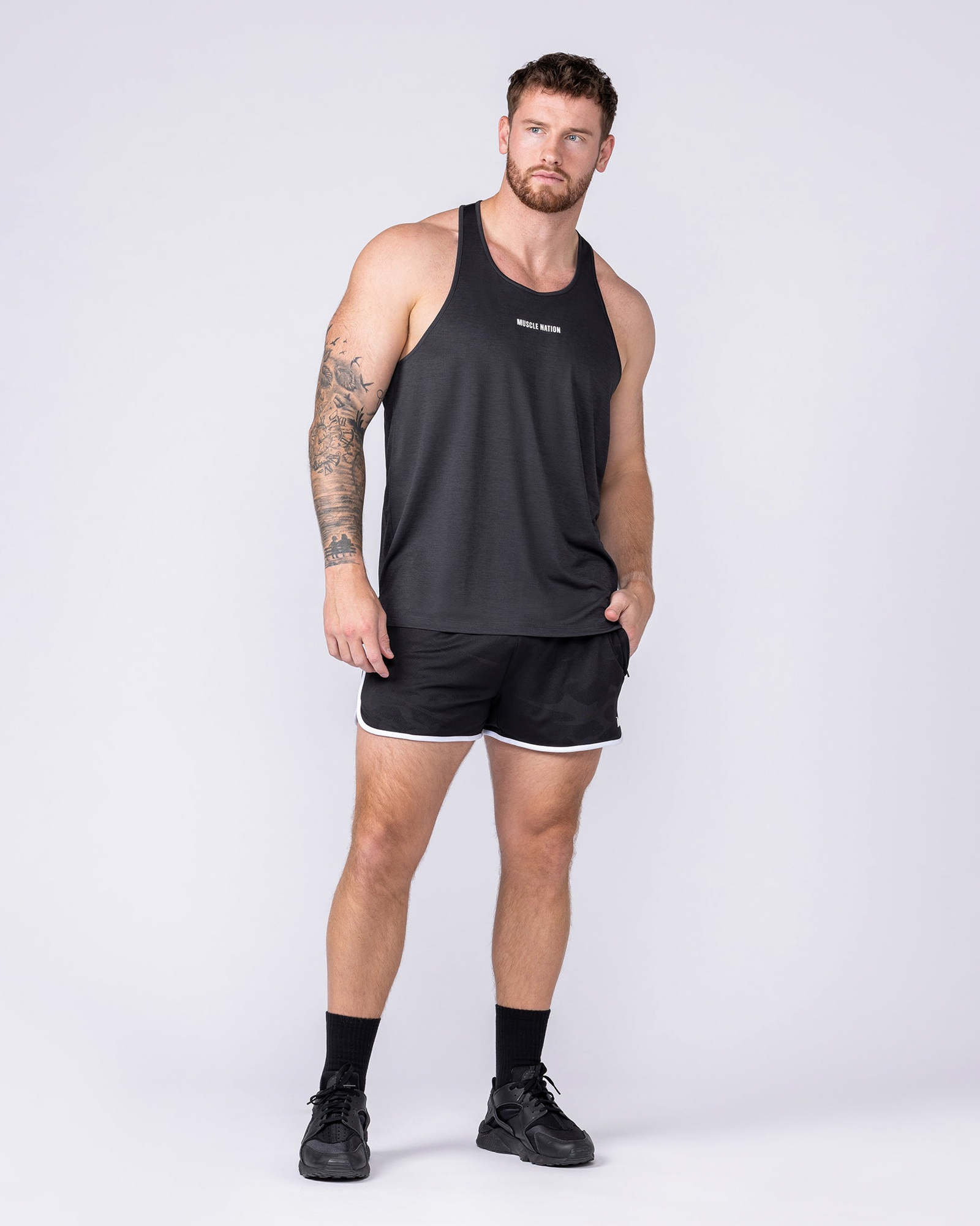 Tech Camo Retro Shorts - Black Camo