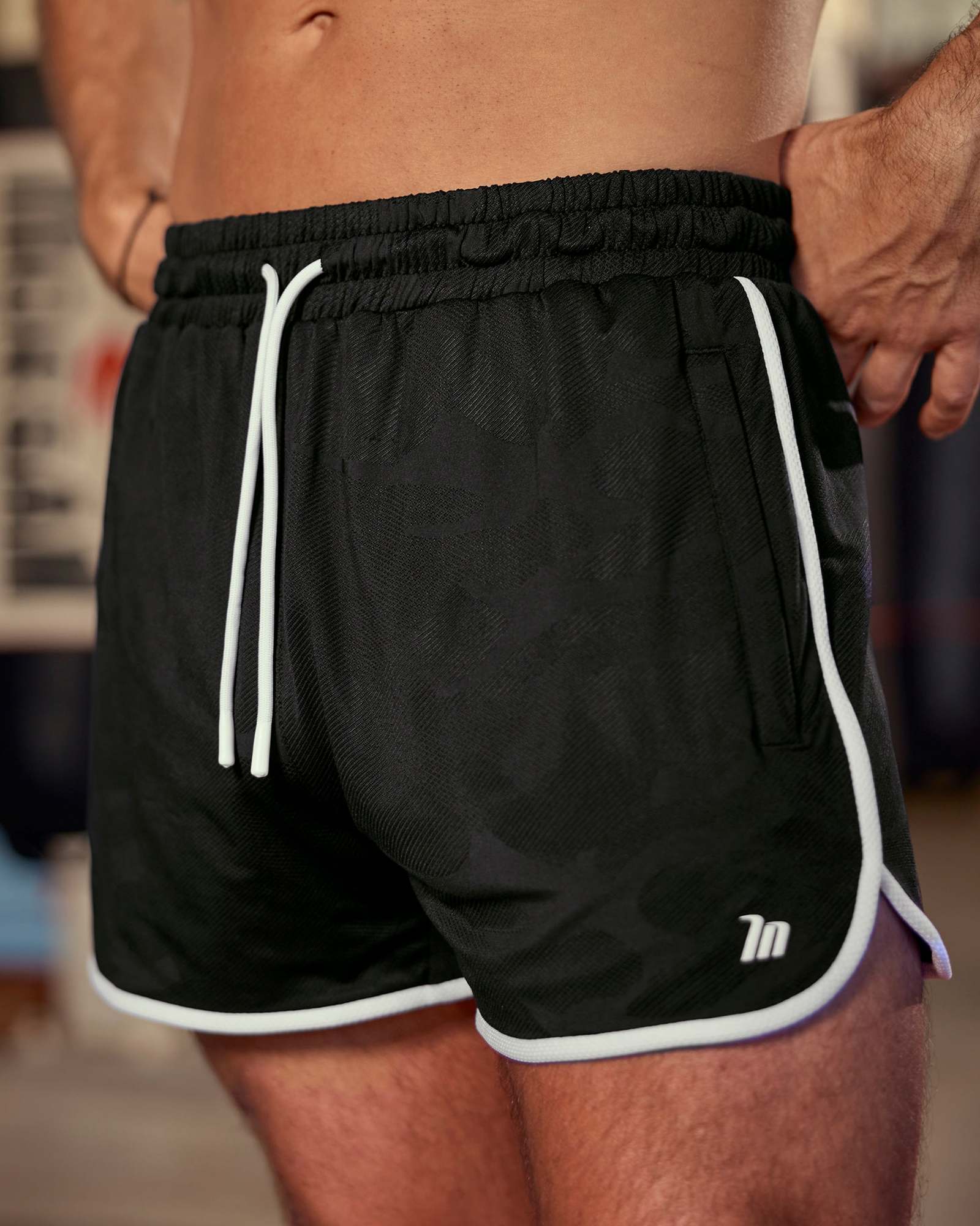 Tech Camo Retro Shorts - Black Camo
