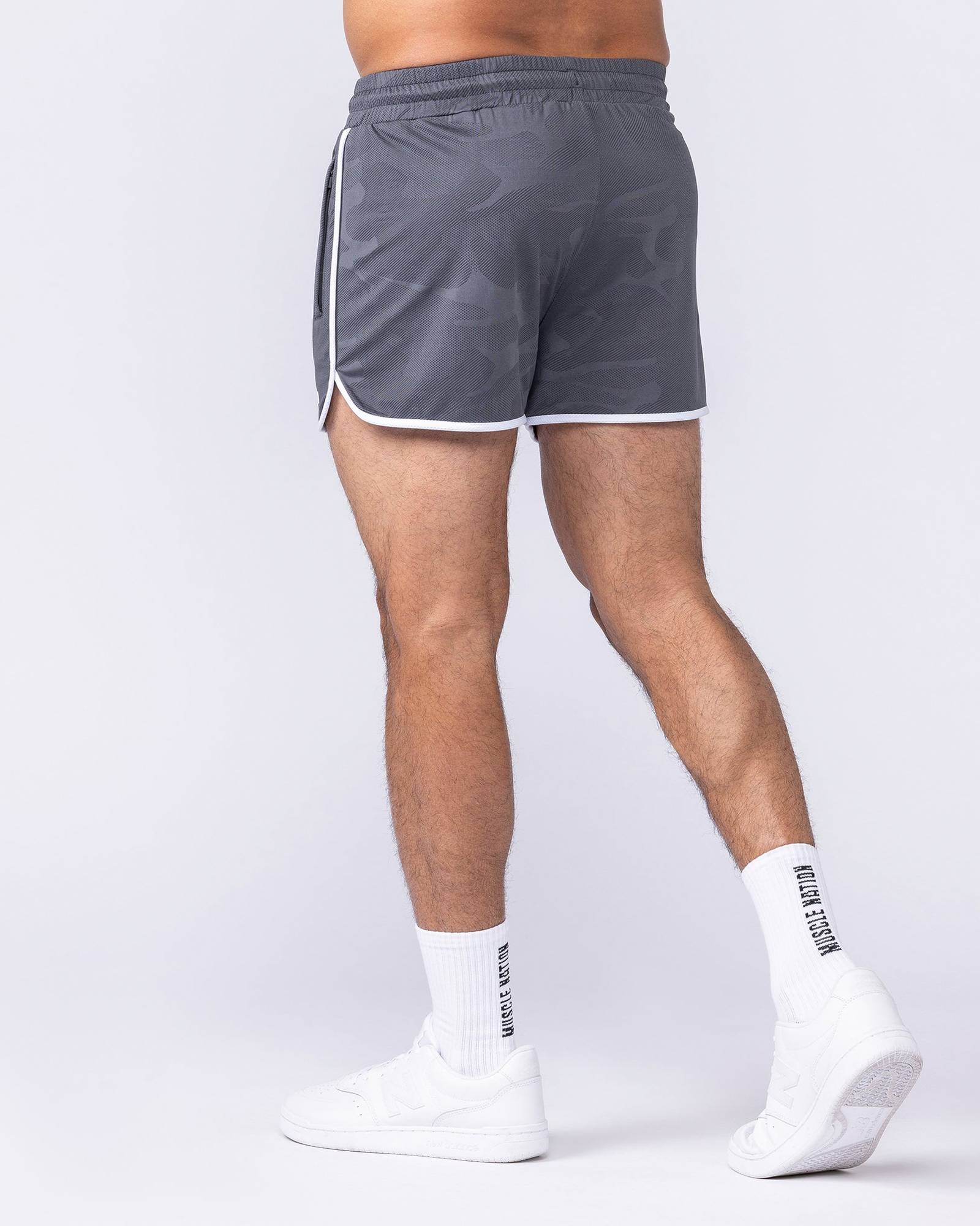 Tech Camo Retro Shorts - Dark Grey Camo