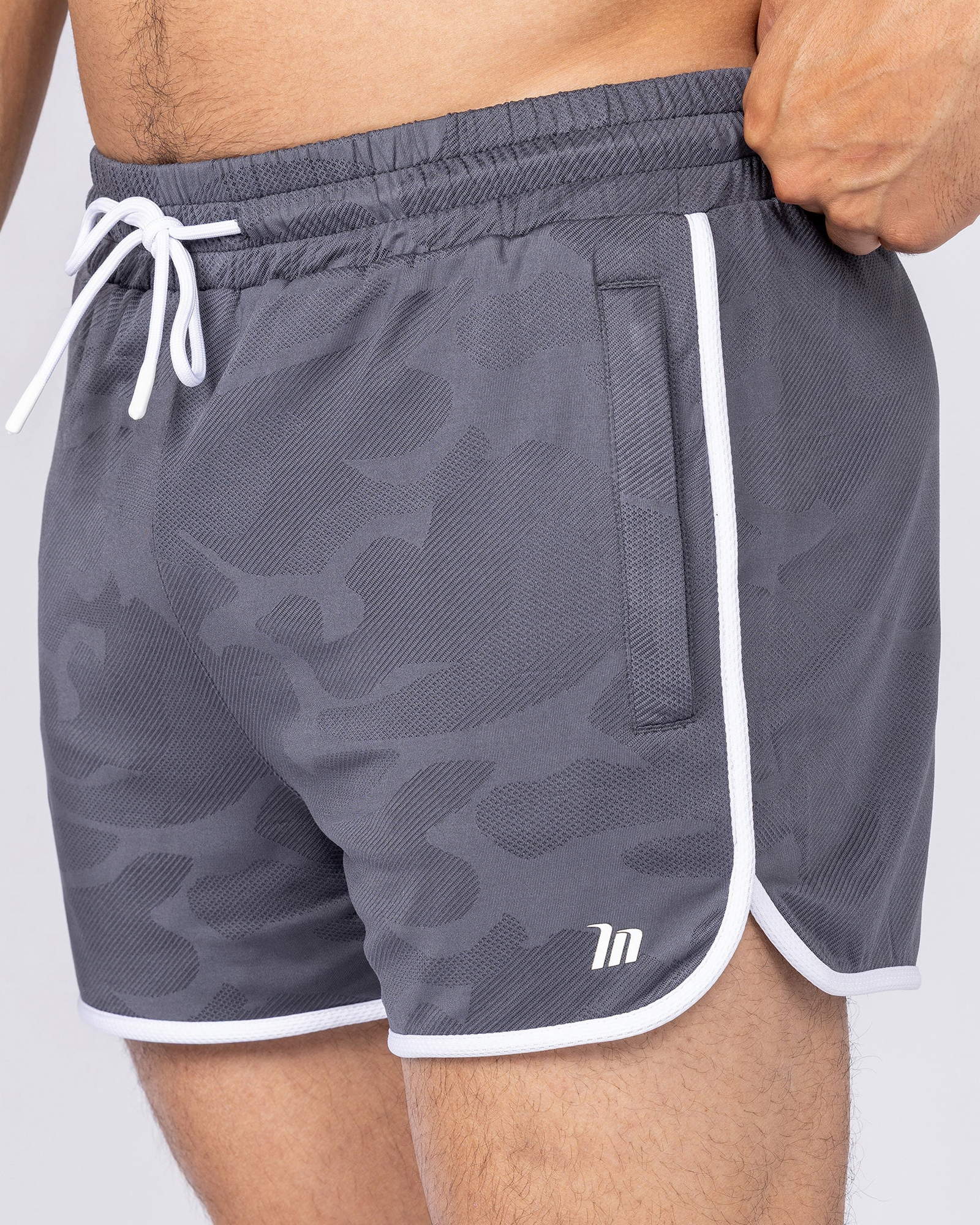 Tech Camo Retro Shorts - Dark Grey Camo