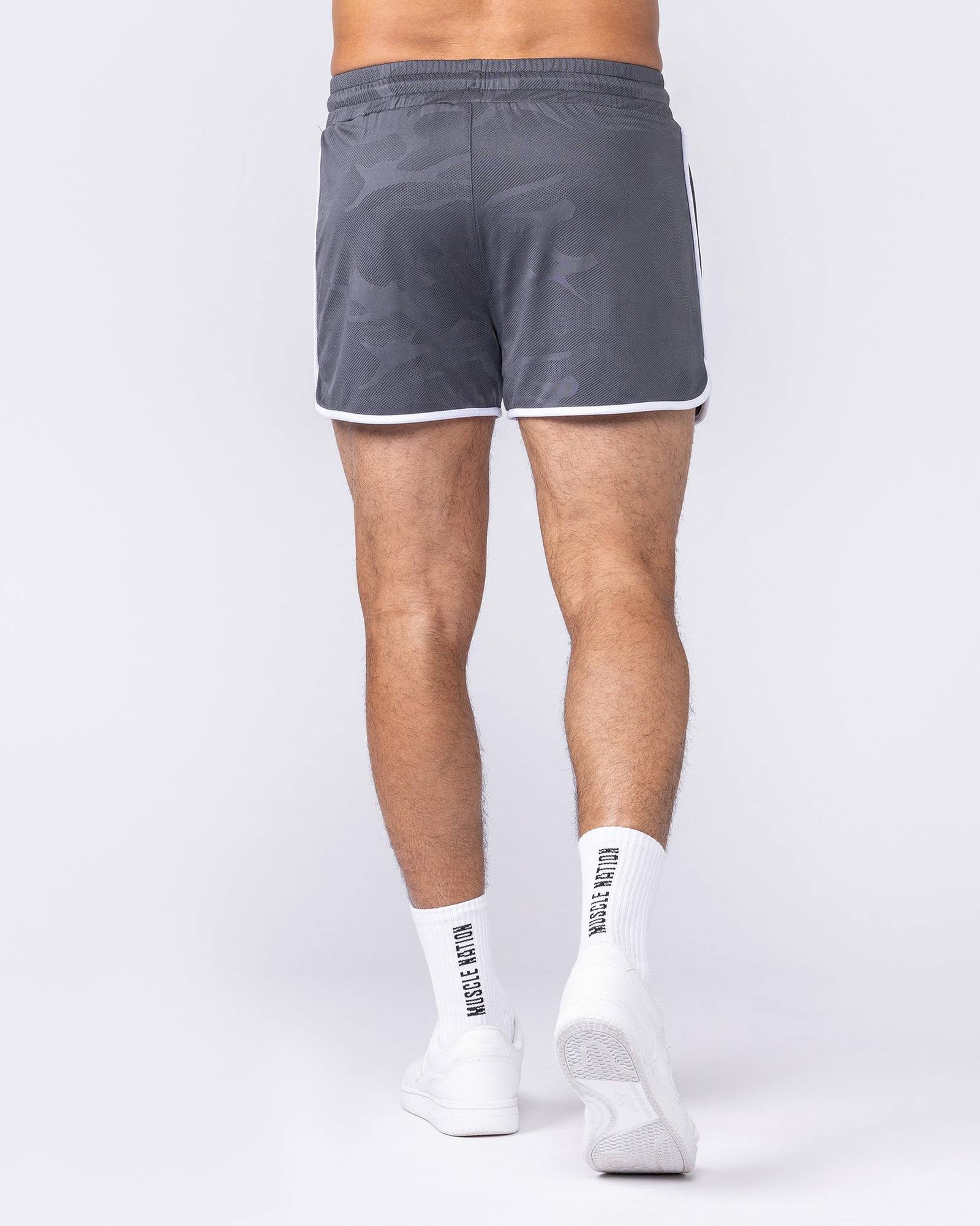 Tech Camo Retro Shorts - Dark Grey Camo