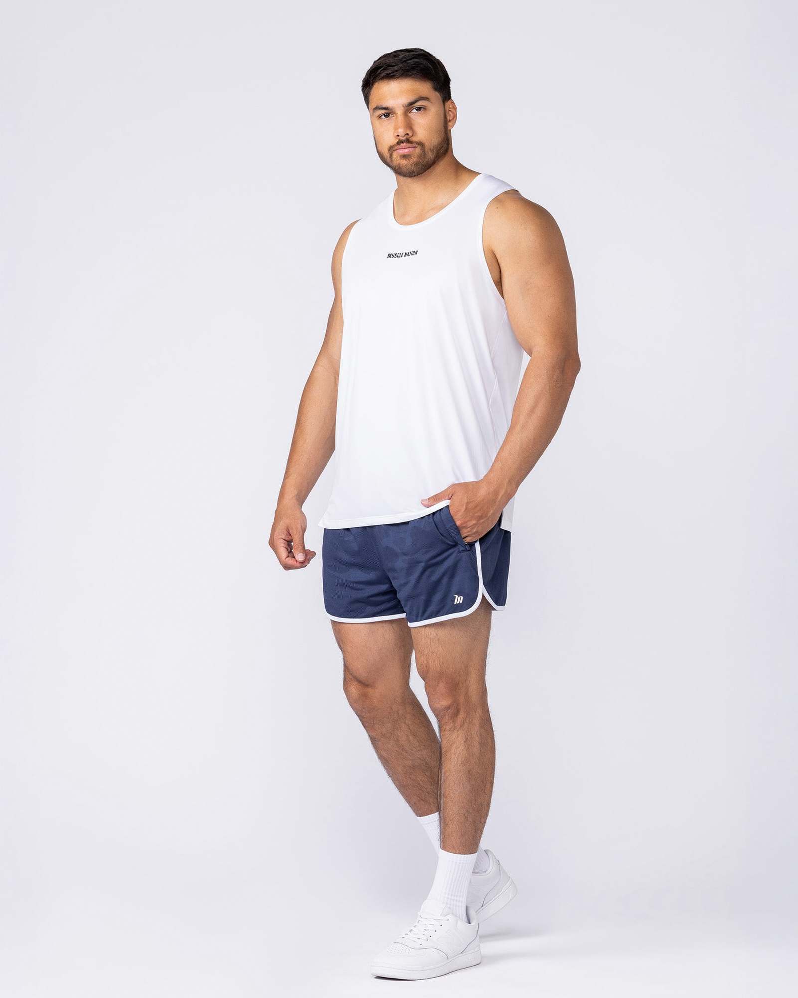 Tech Camo Retro Shorts - Navy Camo