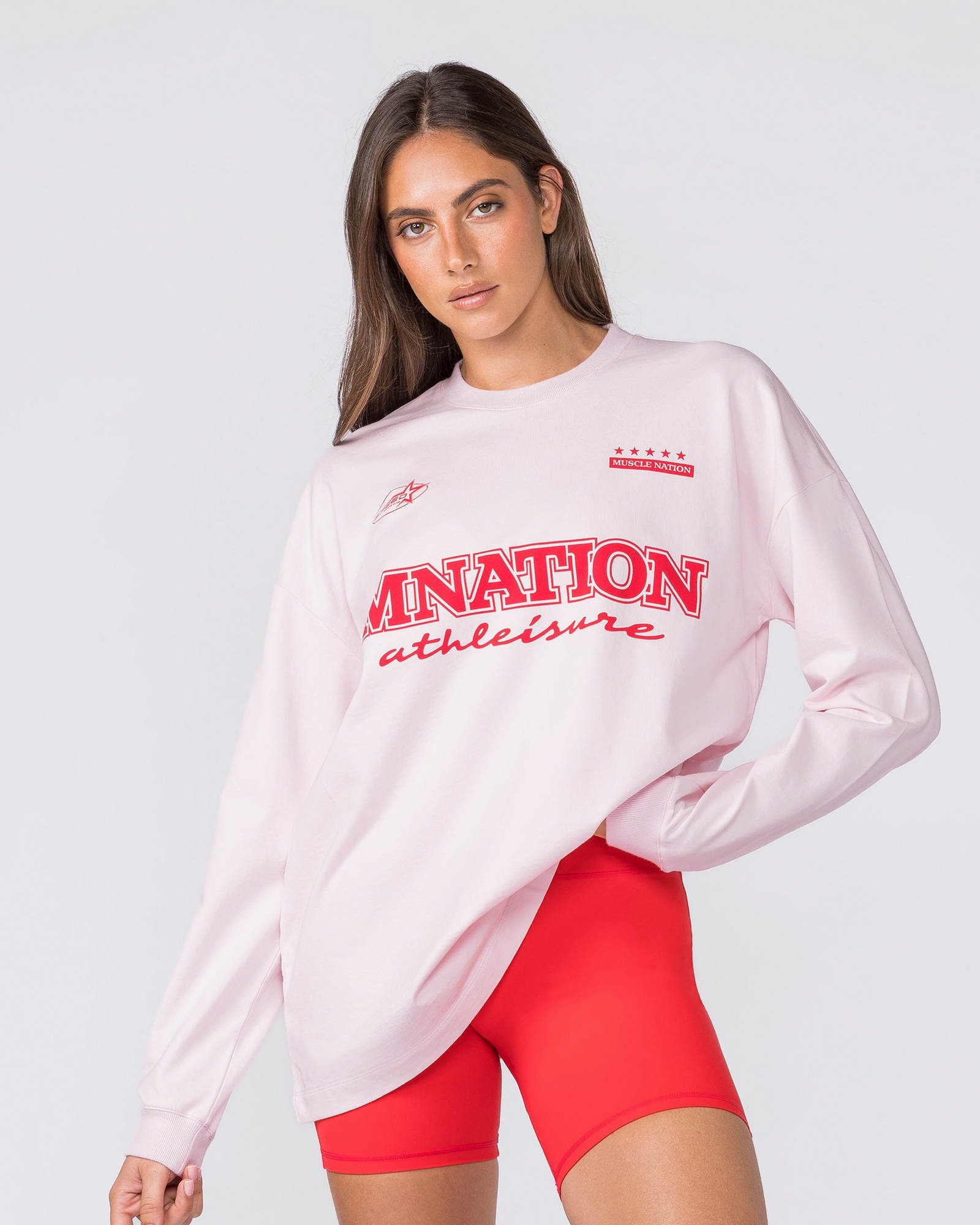 United Loopback Oversized Long Sleeve Top - Babydoll
