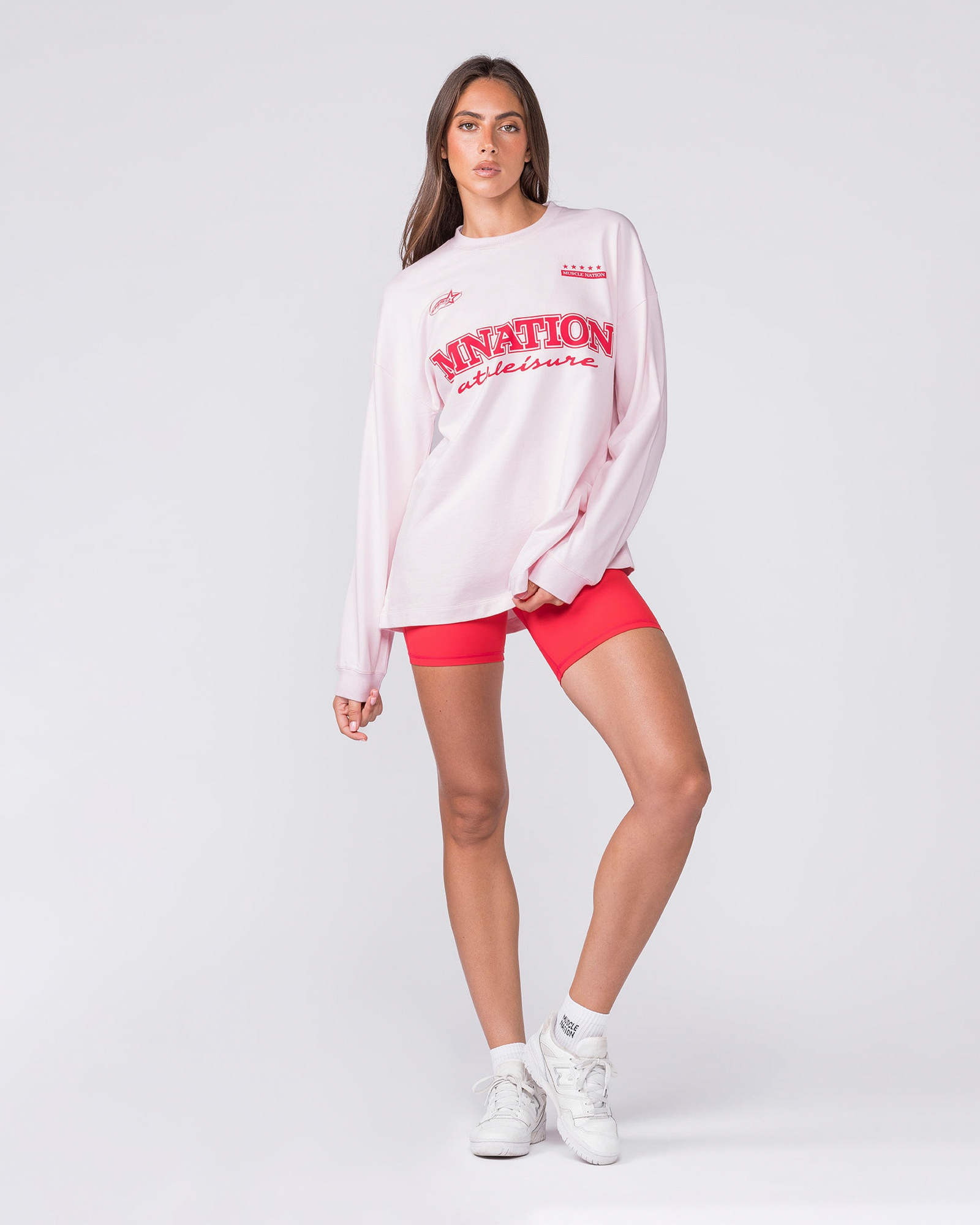 United Loopback Oversized Long Sleeve Top - Babydoll