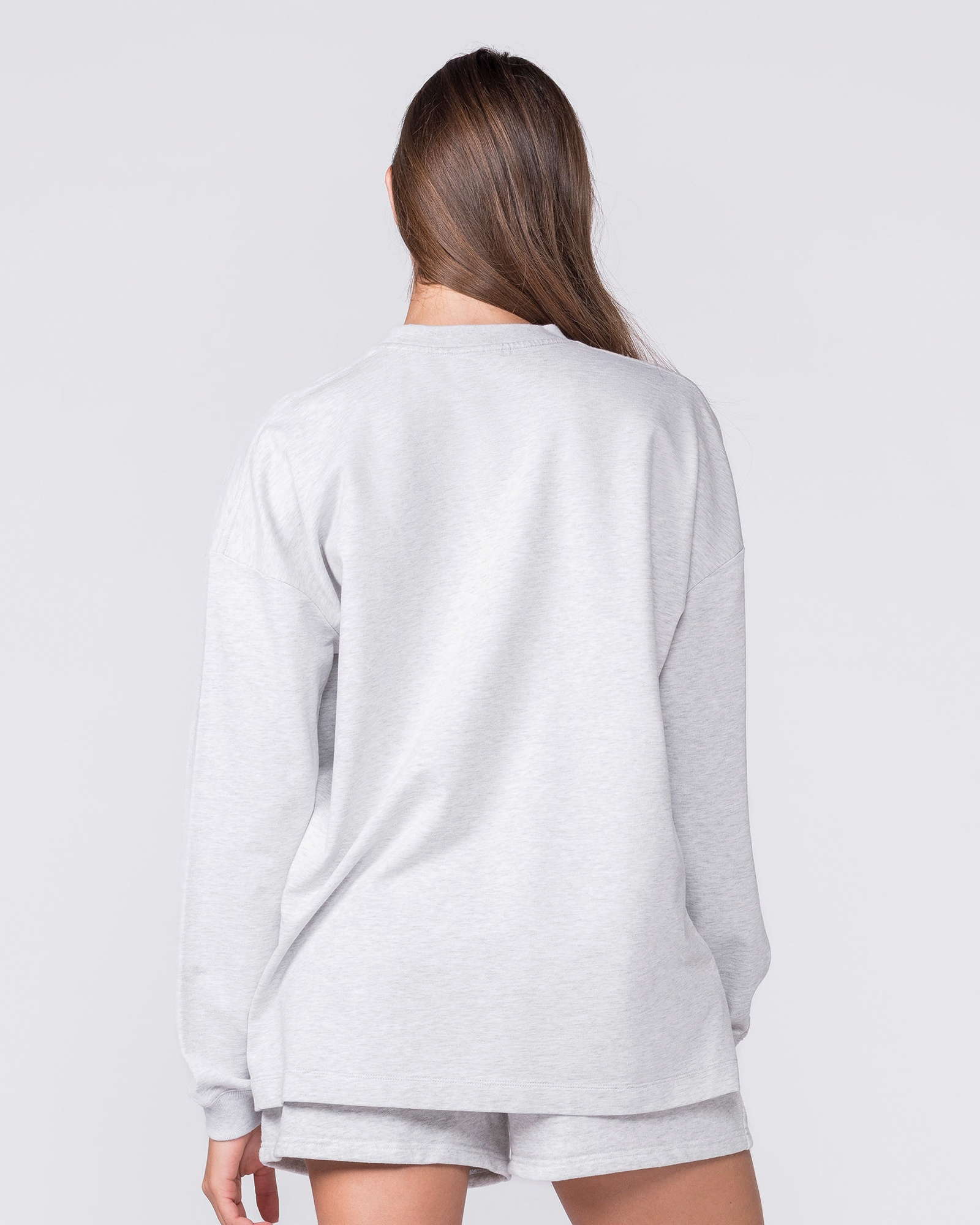 United Loopback Oversized Long Sleeve Top - Snow Grey Marl