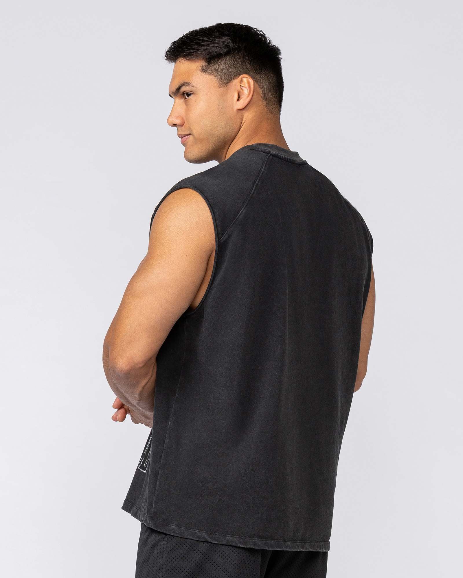 Unleashed Oversized Vintage Boxy Muscle Tank - Washed Black