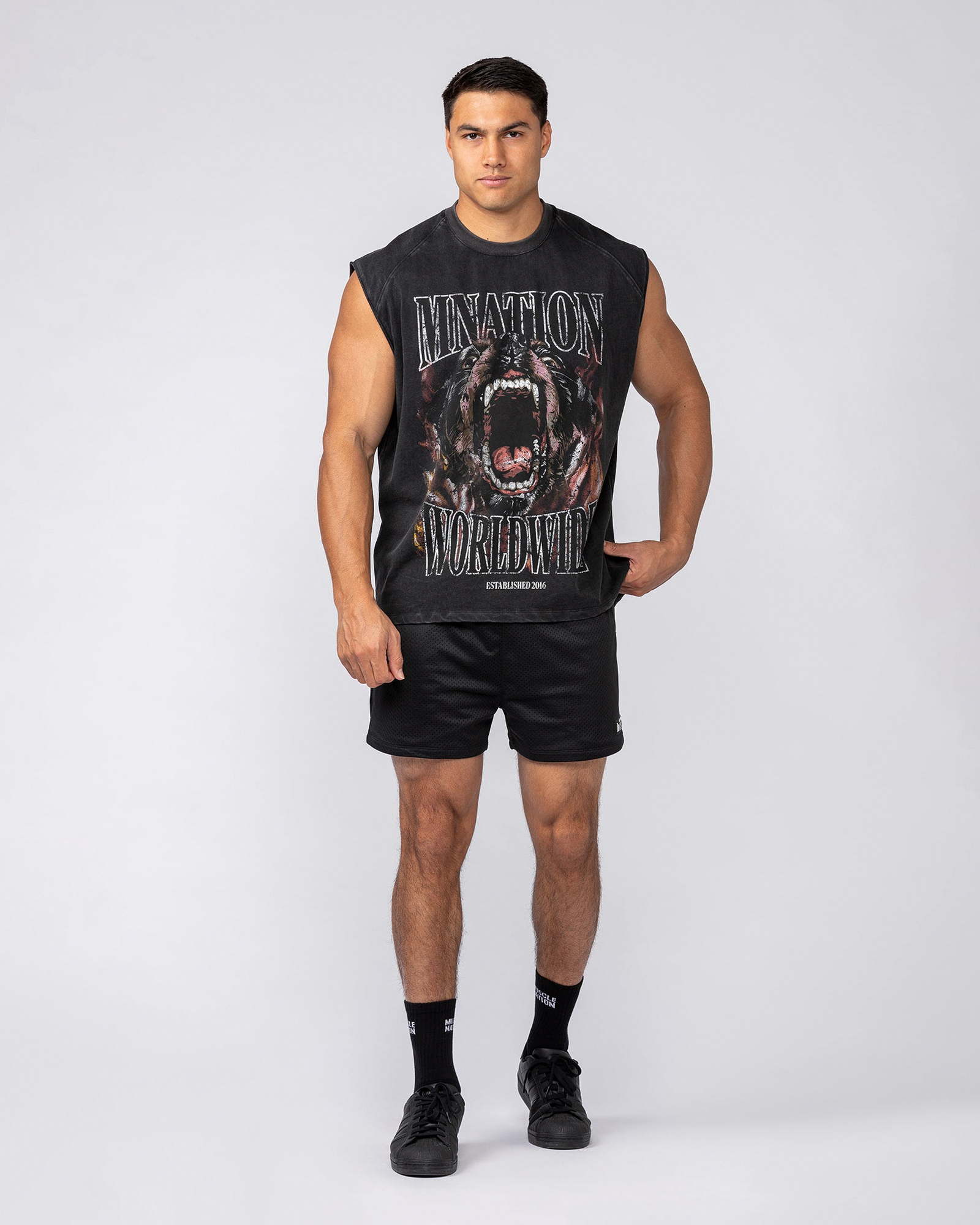 Unleashed Oversized Vintage Boxy Muscle Tank - Washed Black