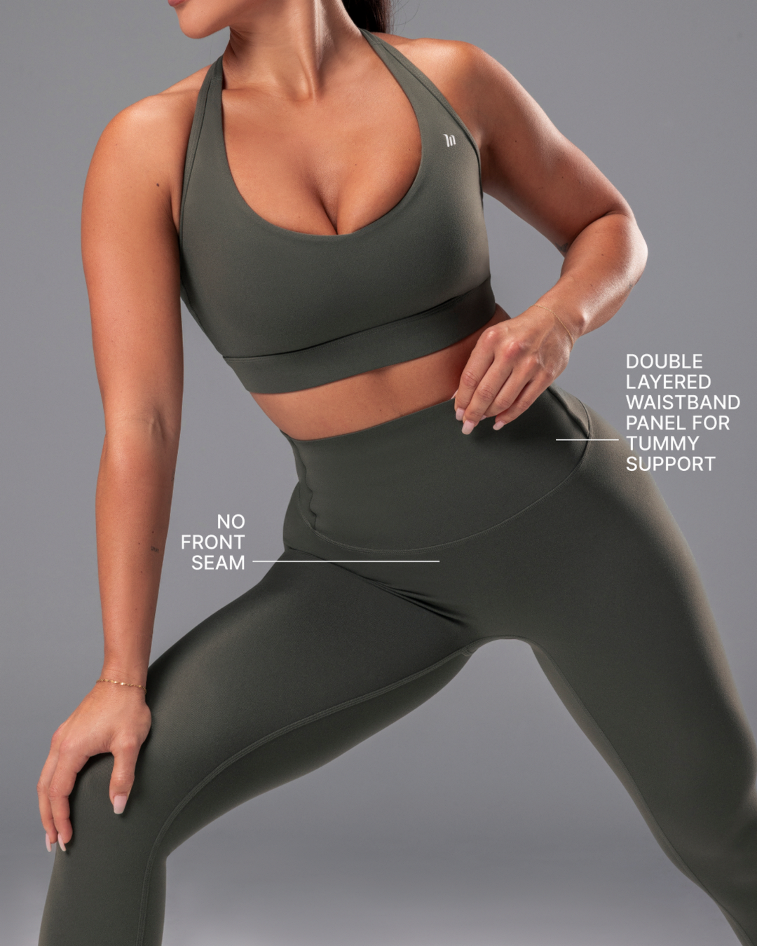 Unrivalled Bare Ankle Length Leggings - Eucalyptus