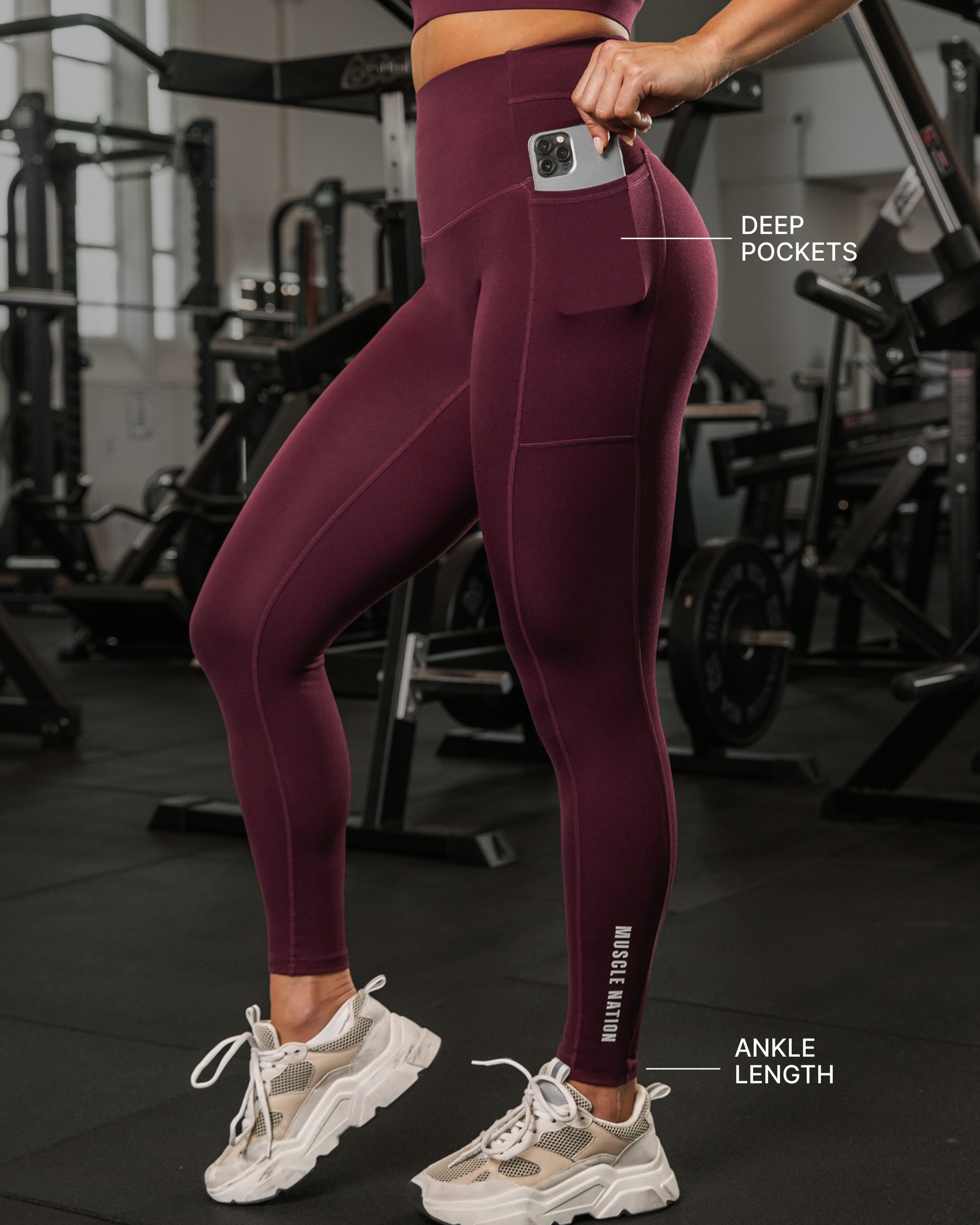 Unrivalled Everyday Pocket Ankle Leggings - Sangria
