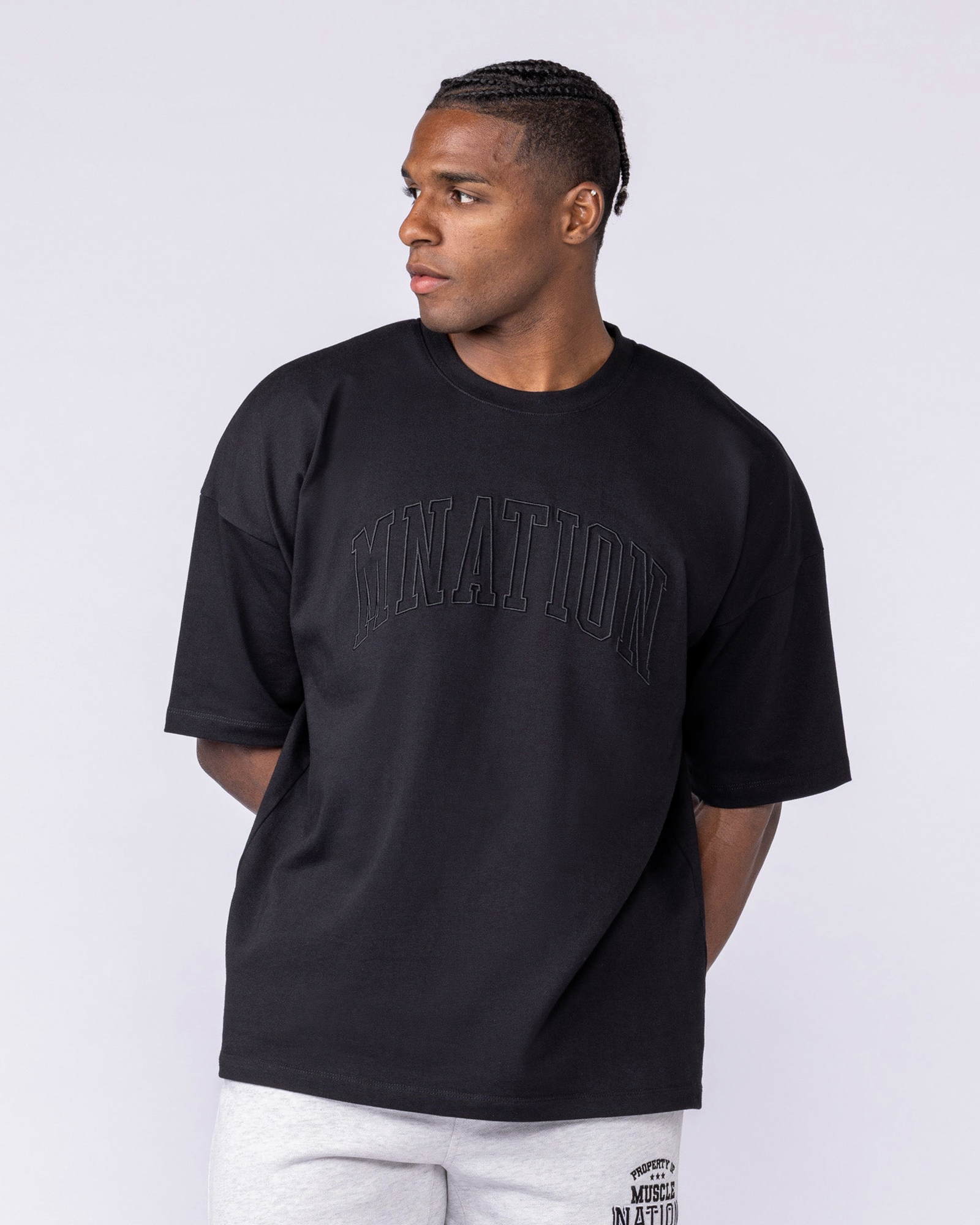 Varsity Oversized Boxy Tee - Black
