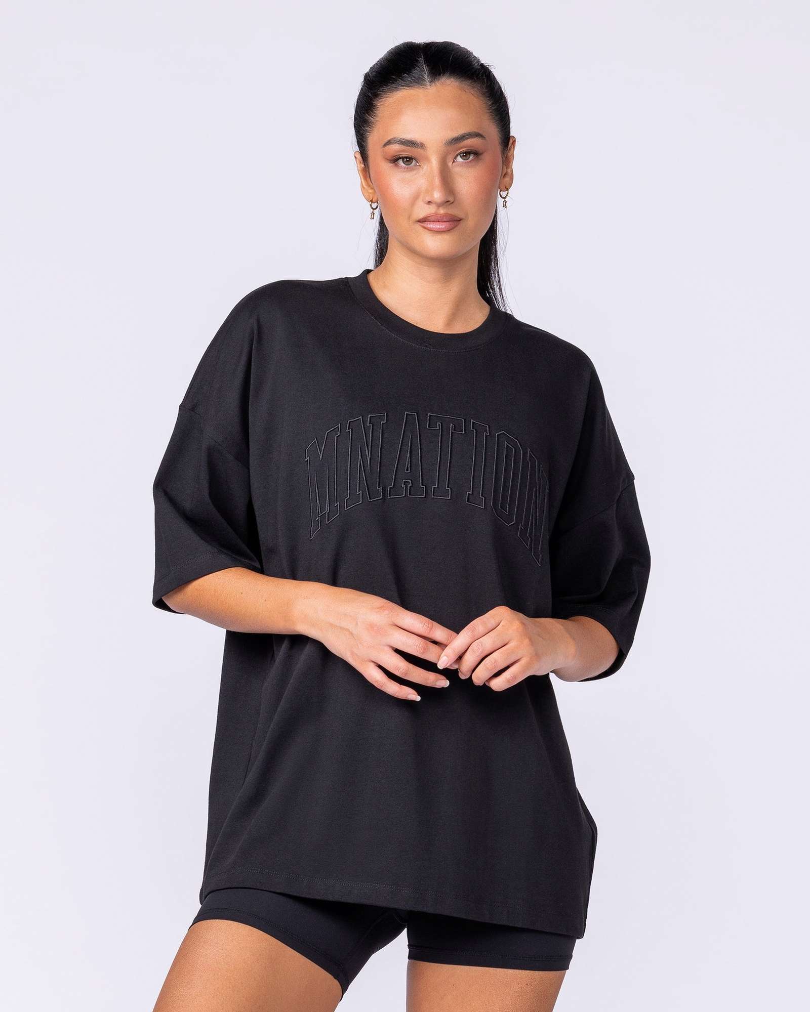 Varsity Oversized Boxy Tee - Black