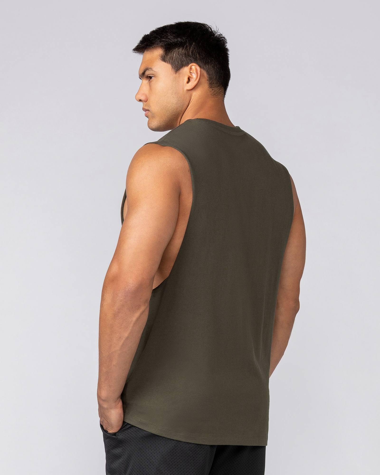 Varsity Training Drop Arm Tank - Dark Khaki